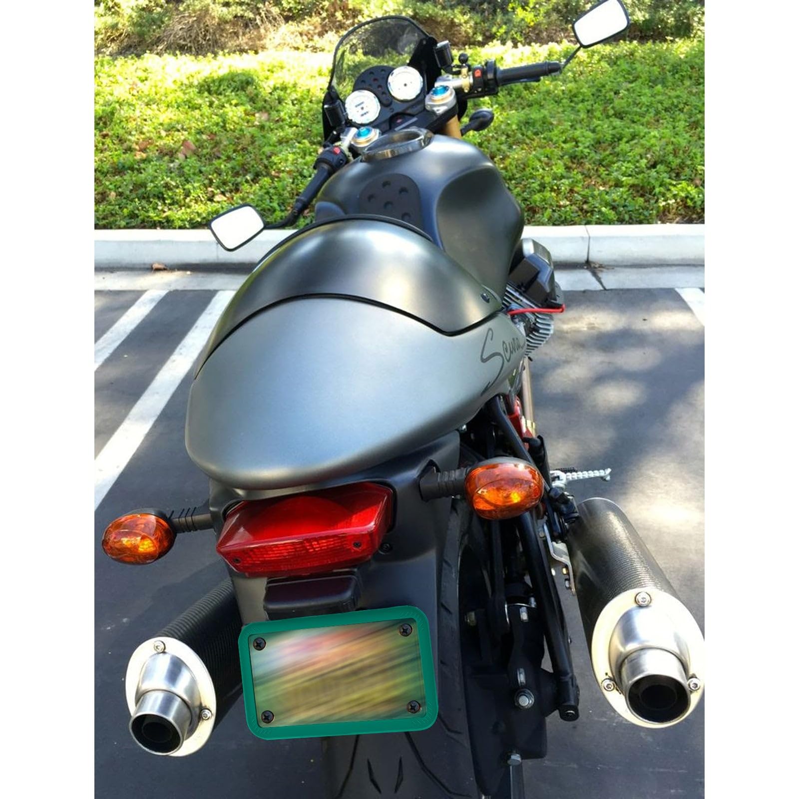 Xotic Tech Motorcycle Silicone License Plate Frame - Durable Motorbike License Plate Holder - Rust Proof, Rattle Proof & Weather Resistant (Green, 7.56