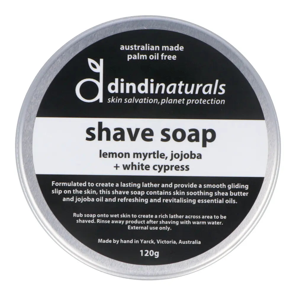 Dindi Naturals Organic Shaving Soap Bar - 120g Natural Vegan Shave Soap for Men & Women in Metal Tin - Perfect for Sensitive Skin & Eco-Friendly Wet Shaving at Home or Travel