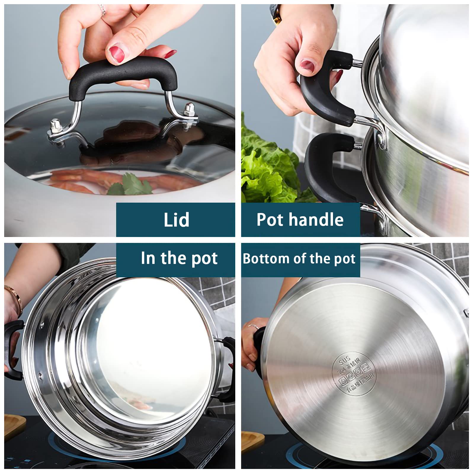 11.8 Inch MANO Stainless Steel Steamer Pot with Lid - 2-Tier Multipurpose Cookware for Vegetables, Dumplings, Stocks & Sauces | Perfect for Home Cooking, Meal Prep & Healthy Eating