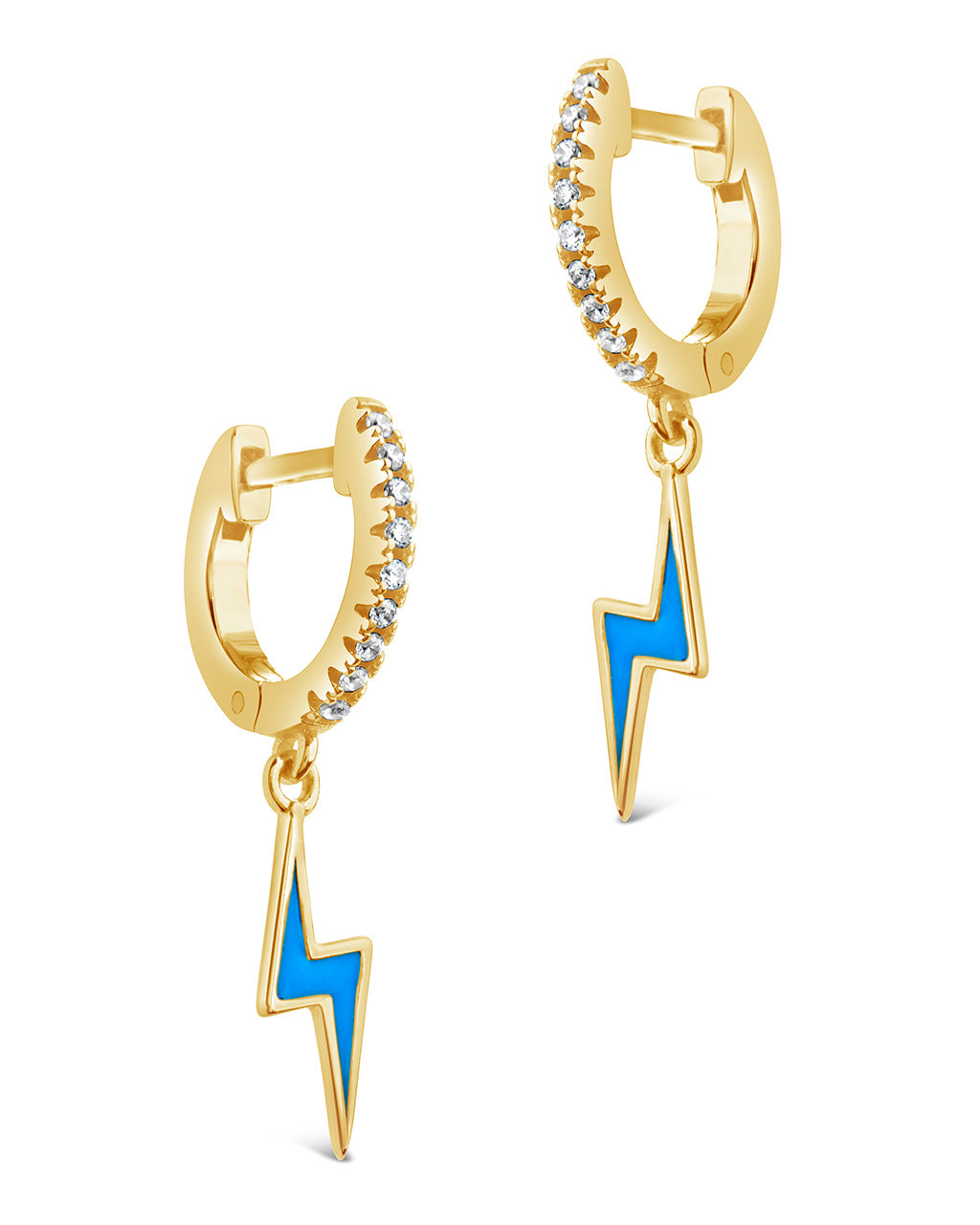 Stylish Lightning Bolt Charm Hoop Earrings for Women - Sterling Silver Dangle Earrings - Perfect for Everyday Wear, Parties & Gifts