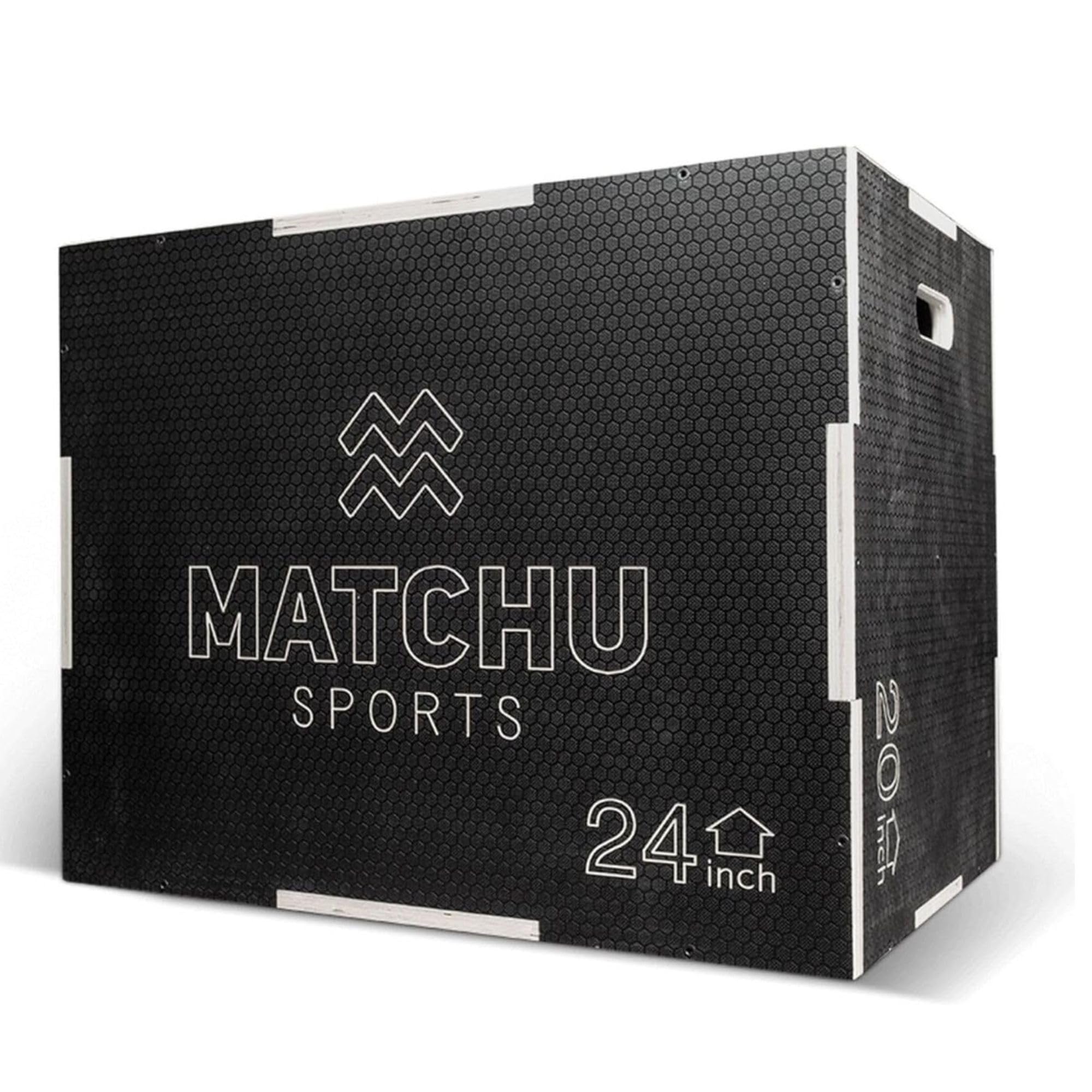 MATCHU Adjustable Plyometric Box - 20, 24, 30 Inch (51, 61, 76 CM) Height - Non-Slip Surface - 300 kg Weight Capacity - Portable Wooden Jump Box for CrossFit, Home Gym & Functional Training - Black