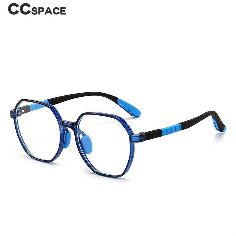 CCspace Unisex Youth Full Rim Polygon TR90 Silicone Eyeglasses Frame 54667 - Lightweight Durable Glasses for School, Sports & Everyday Wear