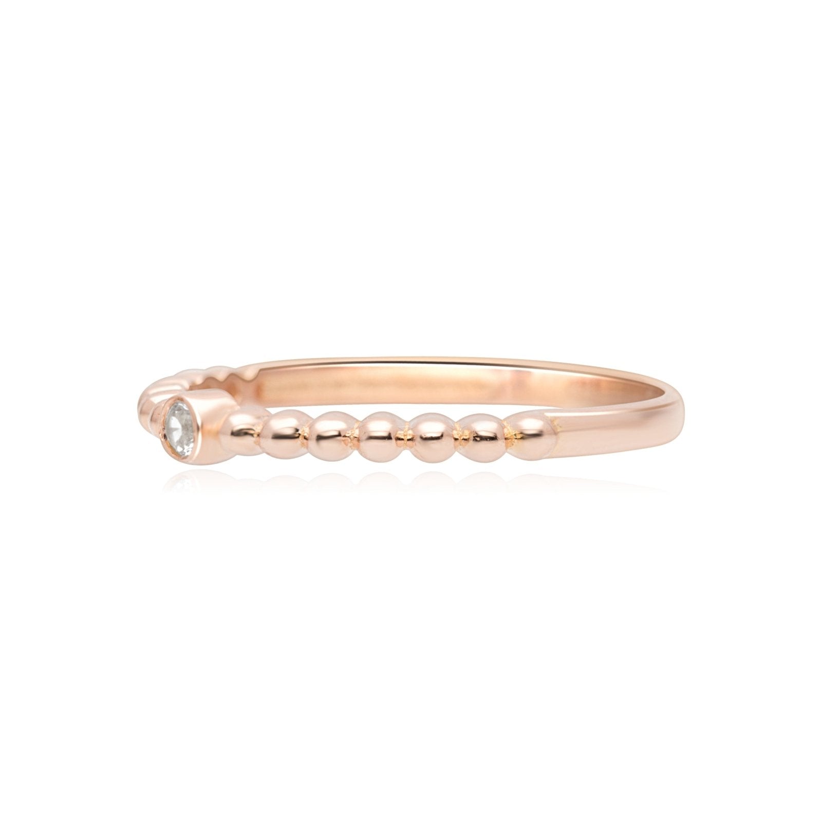 14K Rose Gold Bezel Sapphire Ring with Beaded Detailing - Elegant Jewelry for Weddings, Anniversaries & Special Occasions