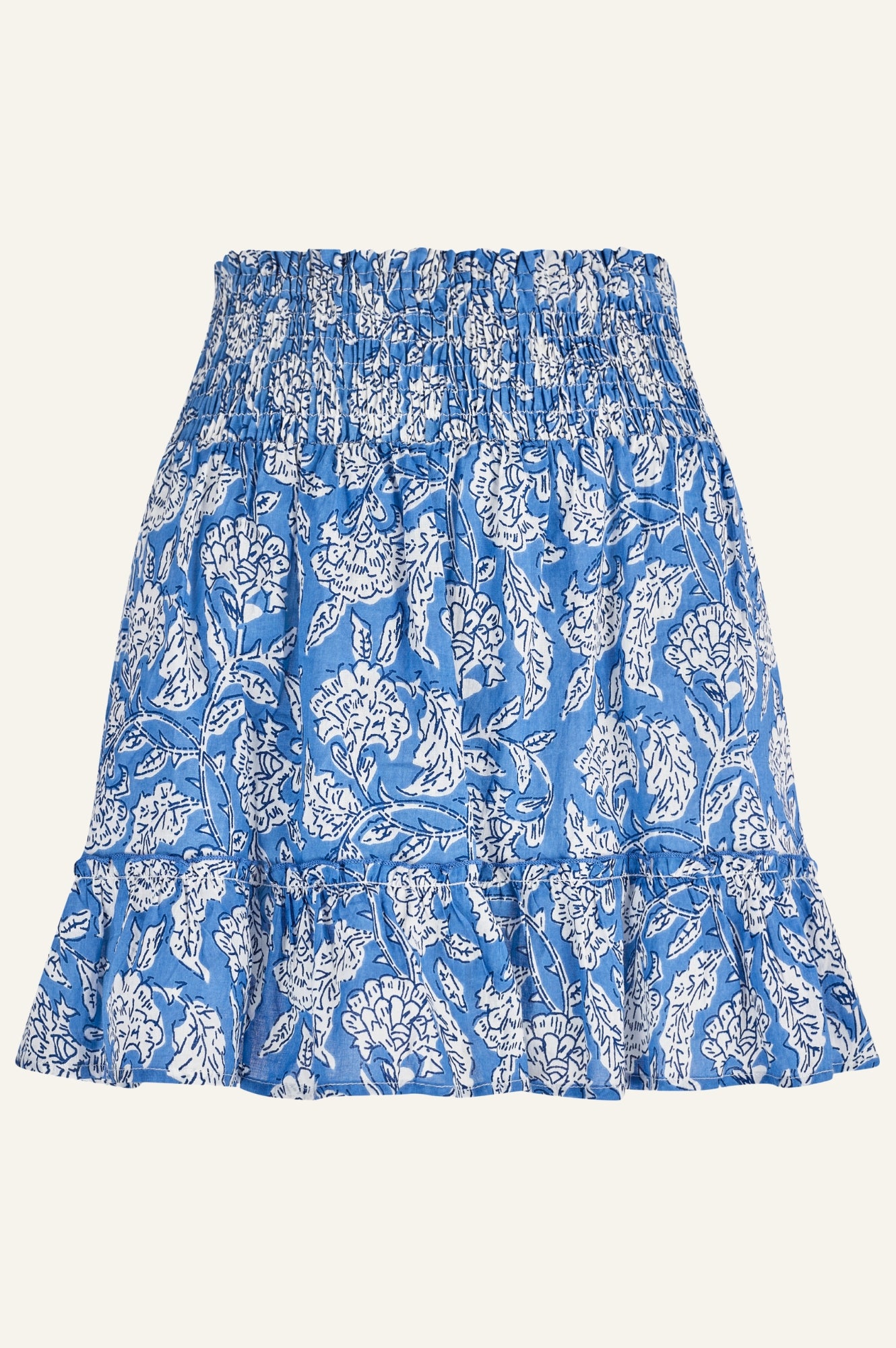 Emani Organic Cotton Skirt for Women - Floral Print Maxi Skirt in Dianthus Blue & White | Boho Summer Dress, Beach Cover Up, Casual Outfit