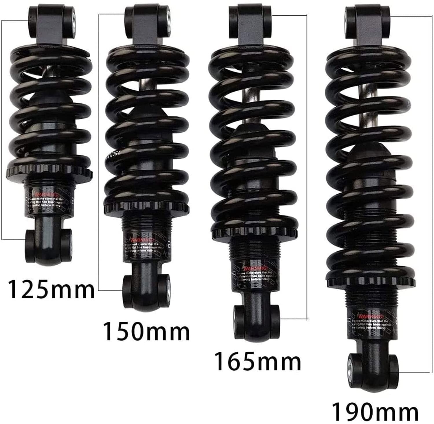 650/850/1500lbs Mountain Bike Rear Suspension Spring Shock Absorber - 125mm/150mm/165mm/190mm Travel - Compatible with Electric Scooters & Folding Bikes - Perfect for Off-Road Trails, Commuting & Urban Riding
