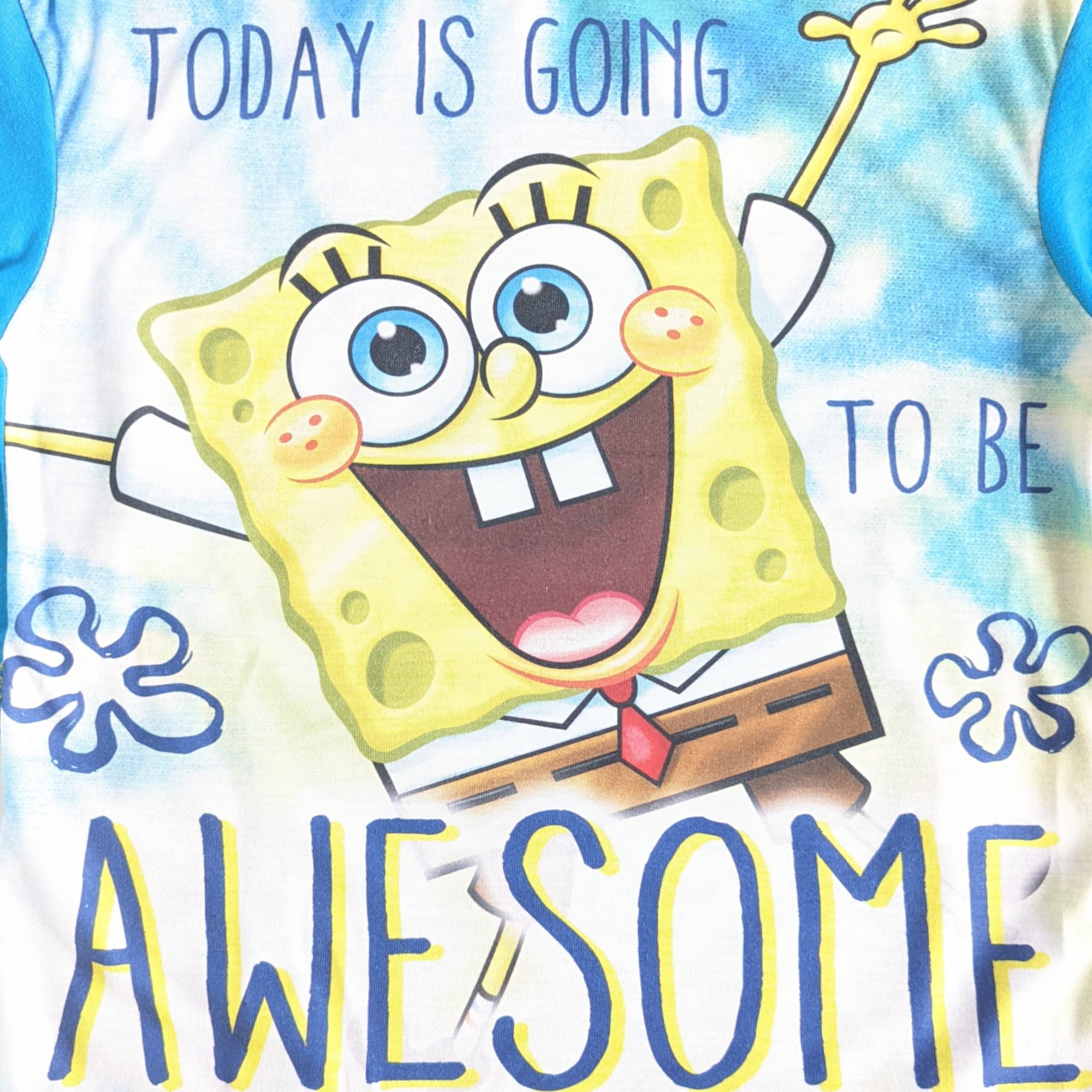 SpongeBob SquarePants Boys' Pajama Set - Long Sleeve Sleepwear for Kids Ages 4-10 - Soft Blue Cotton PJs for Bedtime & Lounge Wear
