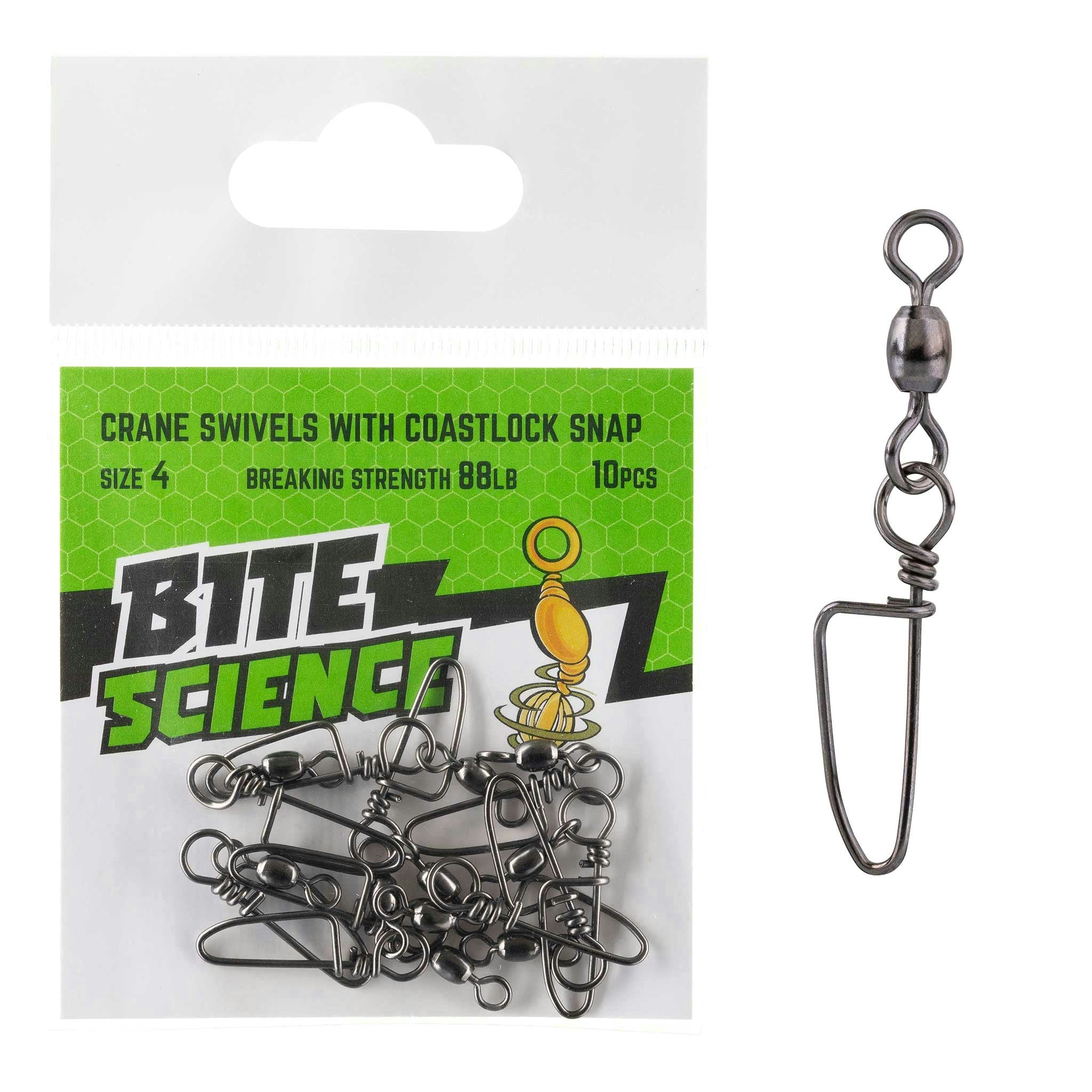 Bite Science Swivels Crane with Coastlock Snap - High Quality Fishing Swivel for Saltwater & Freshwater - Perfect for Anglers & Fishing Enthusiasts