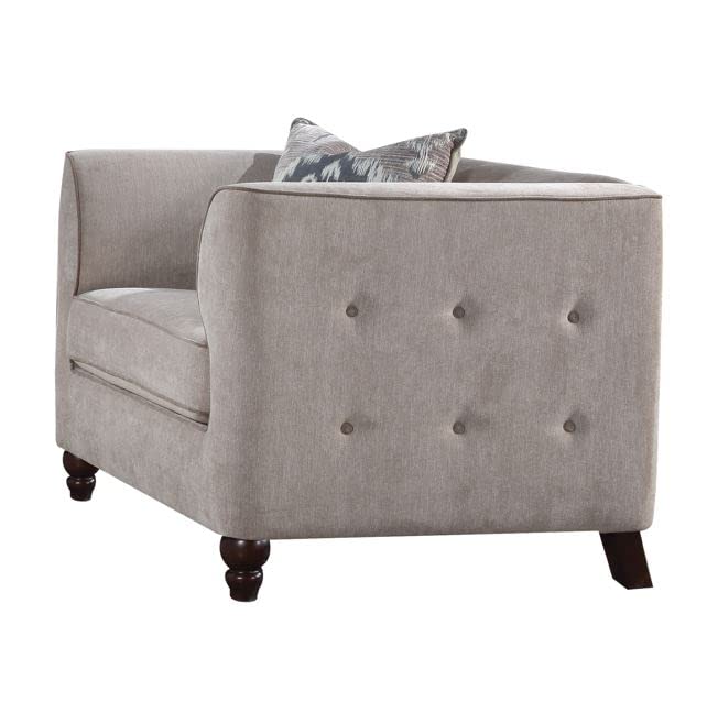 ACME Cyndi Chair - Modern Light Gray Accent Chair for Living Room, Bedroom & Office - Comfortable Upholstered Lounge Chair with Sturdy Metal Legs - Perfect for Relaxing, Reading & Decorating