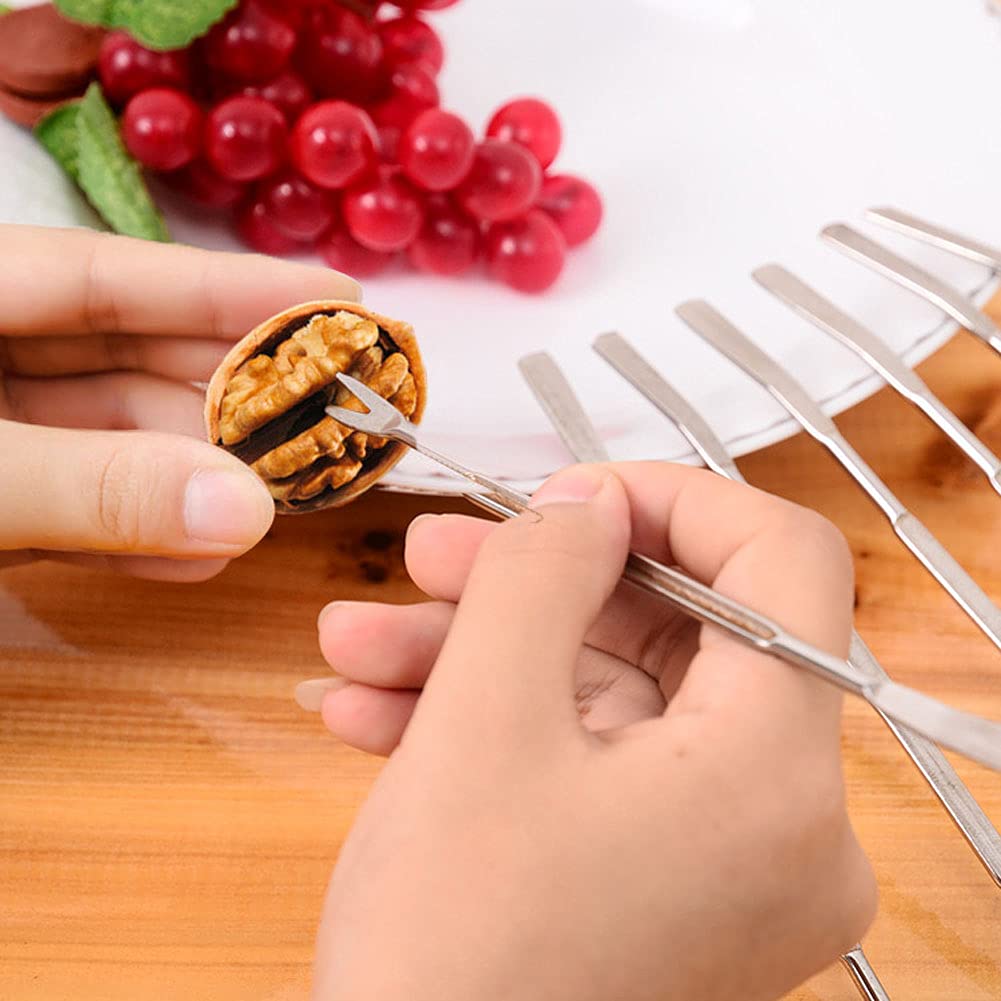 12-Piece Stainless Steel Lobster Crab Seafood Pick Forks & Nut Scoop Set - Durable Kitchen Tools for Shellfish, Nuts & Appetizers (Silver) - Perfect for Seafood Boils, Dinner Parties & Home Cooking