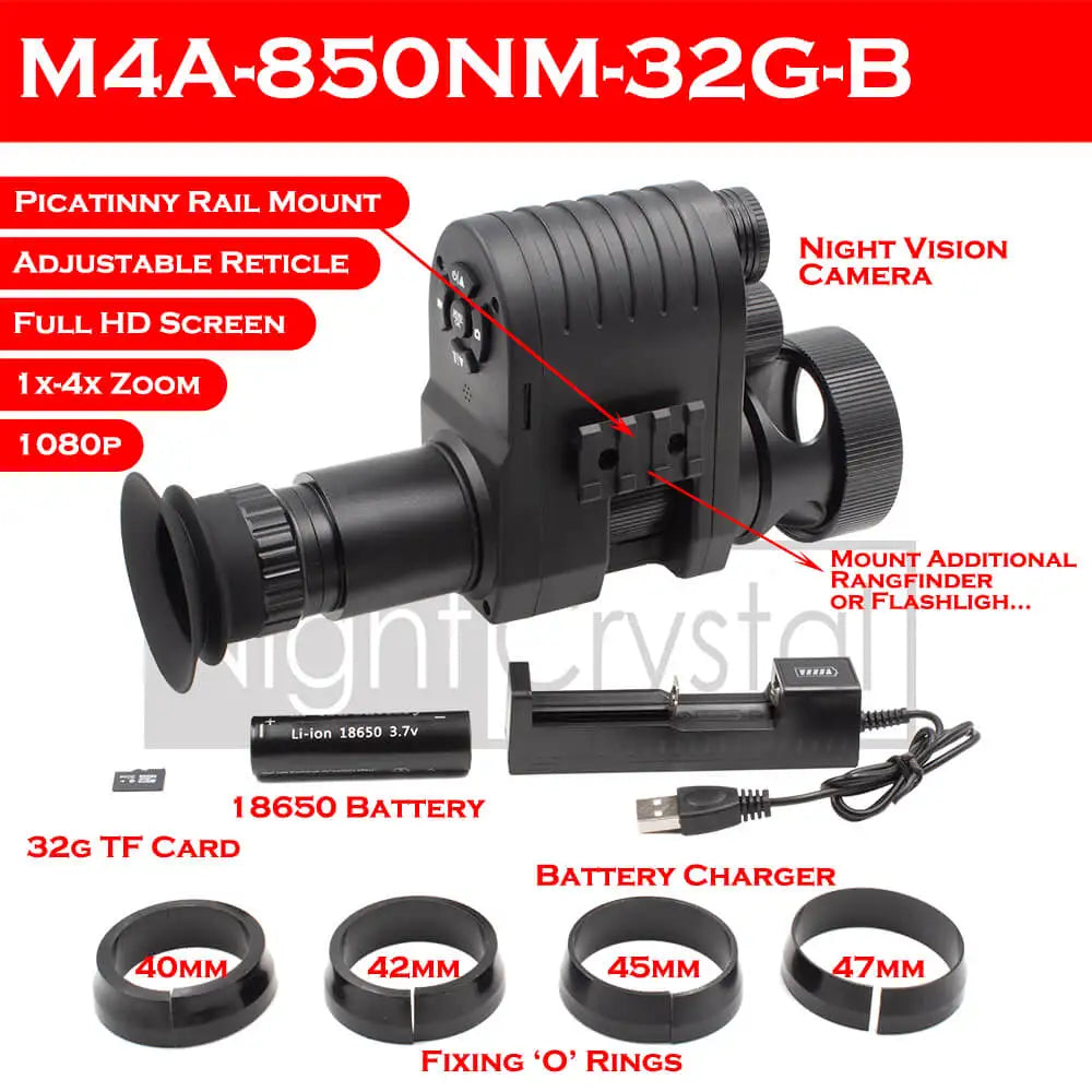 Best Hunting Night Vision Goggles with 850nm Rifle Thermal Scope - Clip-On Monocular Digital Camera for Red Dot Sight & Laser IR - Perfect for Night Hunting, Wildlife Observation & Tactical Missions