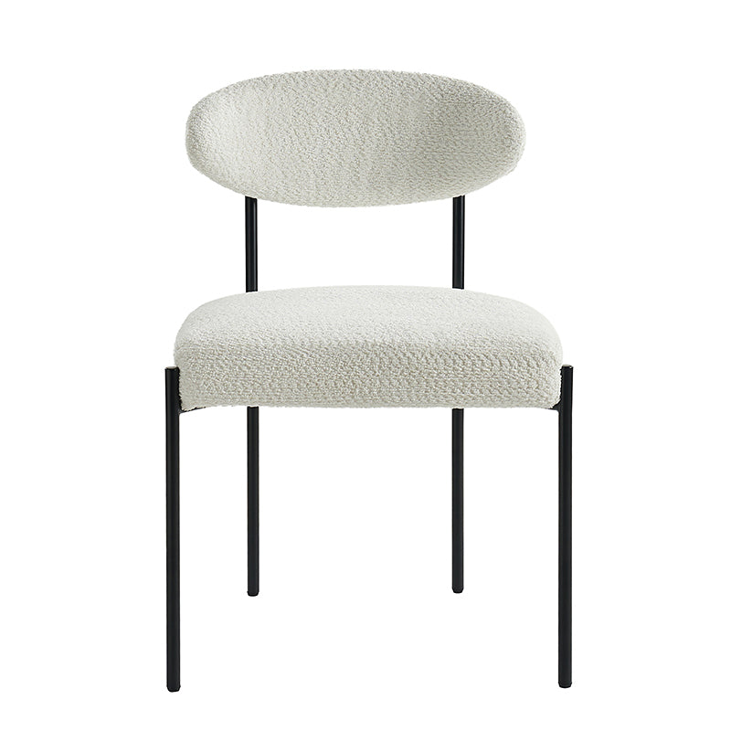 Konstantin Boucle Modern Dining Chair - Mid Century Upholstered Accent Chair for Kitchen, Dining Room & Office - Comfortable Velvet Fabric Seat with Wooden Legs
