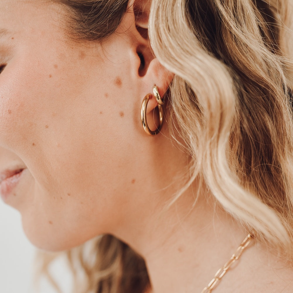 Sweetheart Hoop Earrings for Women - Waterproof Gold Plated Dainty Huggie Earrings - Perfect for Everyday Wear, Date Night & Special Occasions