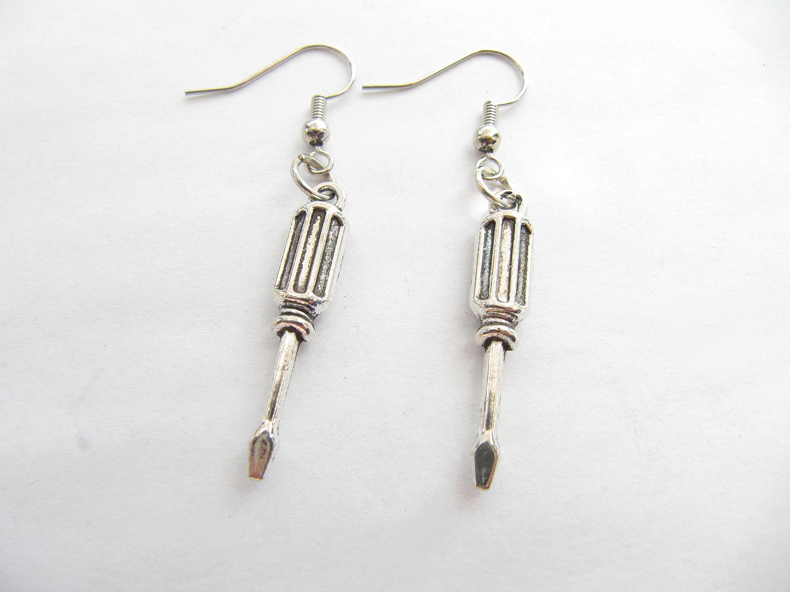 Hammer, Pliers, Wrench, Screwdriver, Hacksaw, Shovel Earrings - Unique Tool Jewelry for Women & Men - Perfect DIY & Construction Worker Gift - Great for Workwear, Cosplay & Everyday Fashion Accessories