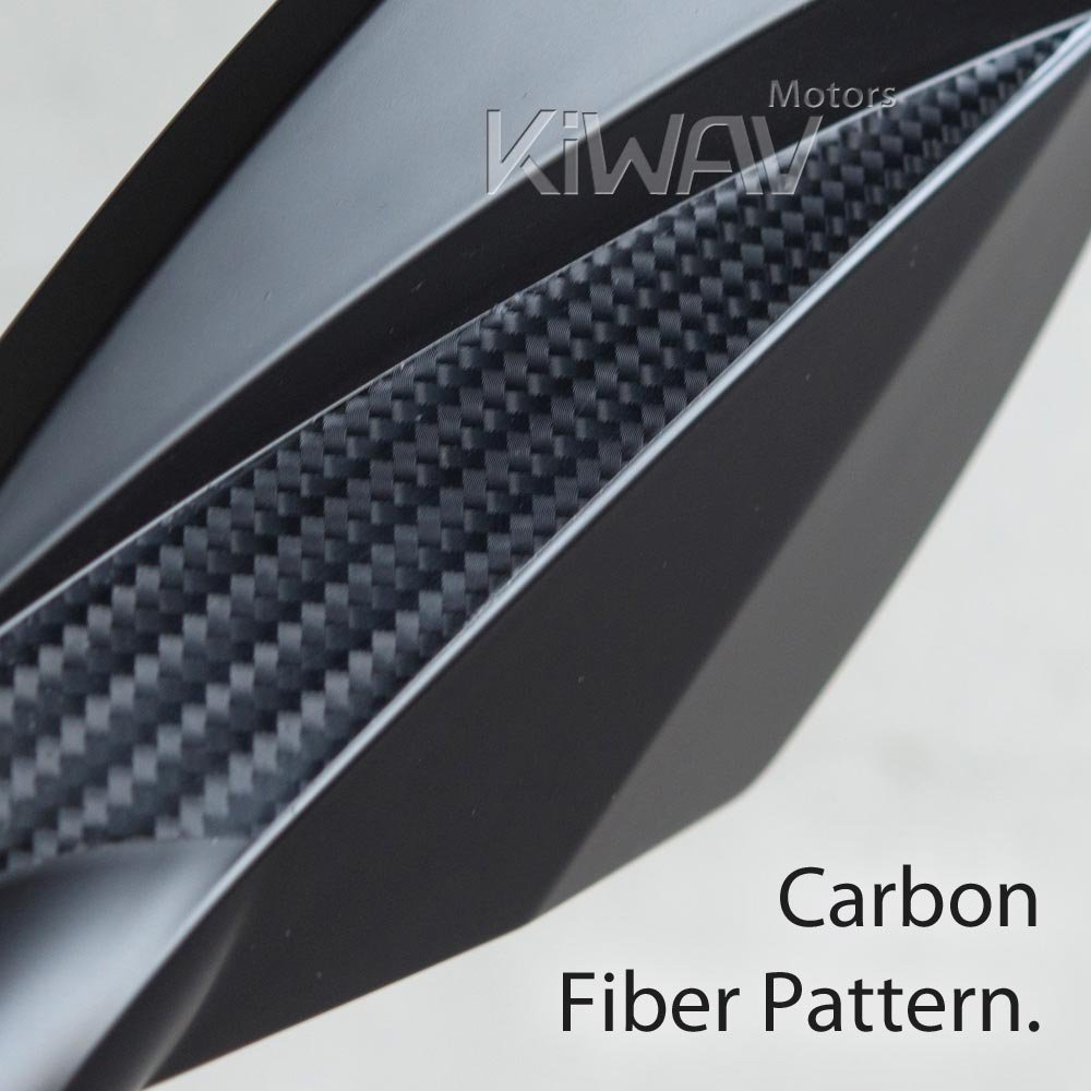 KiWAV Universal Black Carbon Pattern Rear View Side Mirrors - Adjustable Convex 10mm & 8mm for Motorcycles, Choppers, Bobbers, Cafe Racers, Scooters, E-bikes & ATVs - Perfect for Custom Projects & Enhanced Road Safety