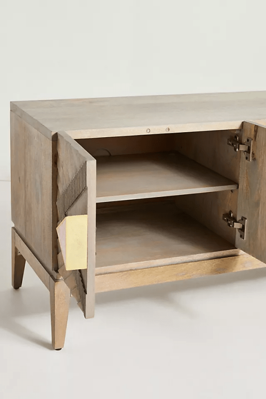 Hand Carved Samuel Media Console Table - Solid Wood TV Stand with Woodcarving Details | Perfect for Living Room, Home Theater & Entertainment Centers