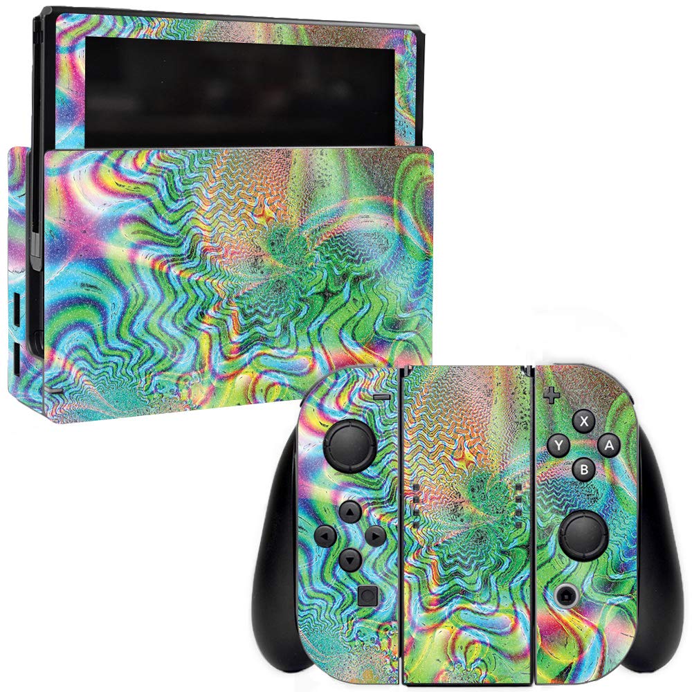**MightySkins Glossy Glitter Skin for Nintendo Switch - Psychedelic | Protective & Durable High-Gloss Cover | Easy to Apply & Remove | Made in USA | Perfect for Gaming, Travel & Customization**
