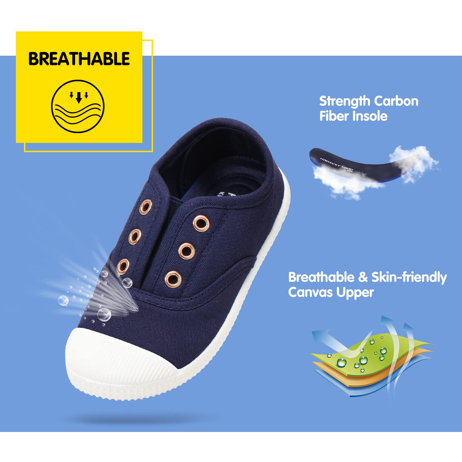 **Toddler Canvas Sneakers for Boys & Girls - Lightweight Slip-On Comfortable Kids Shoes for Running, Tennis & Casual Wear (Toddler/Little Kids/Big Kids) - Perfect for Playtime, School & Everyday Adventures**