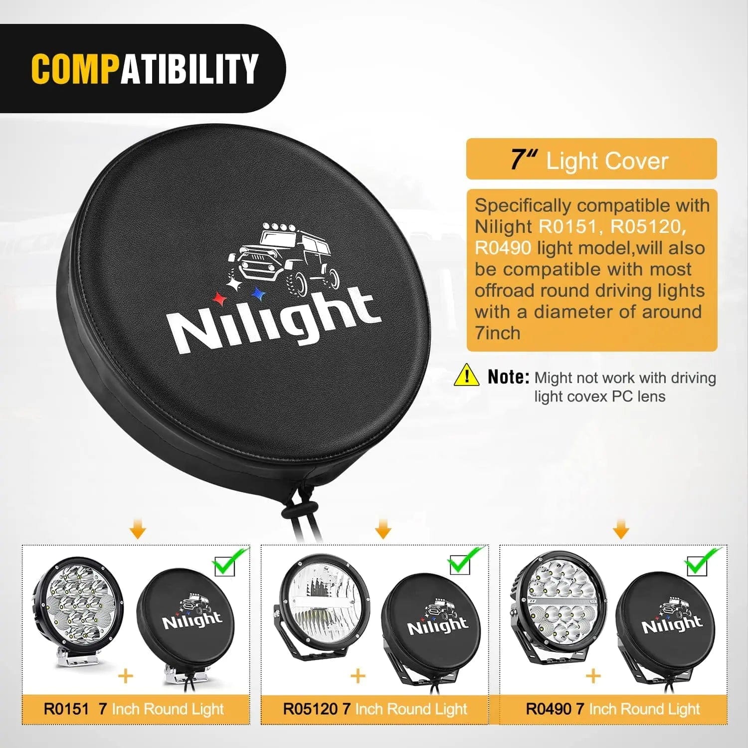 7 Inch Round Offroad Driving Pod Light Cover Type B - Waterproof LED Light Bar for Trucks, Jeeps, ATVs - Perfect for Night Off-Roading, Camping & Trail Adventures