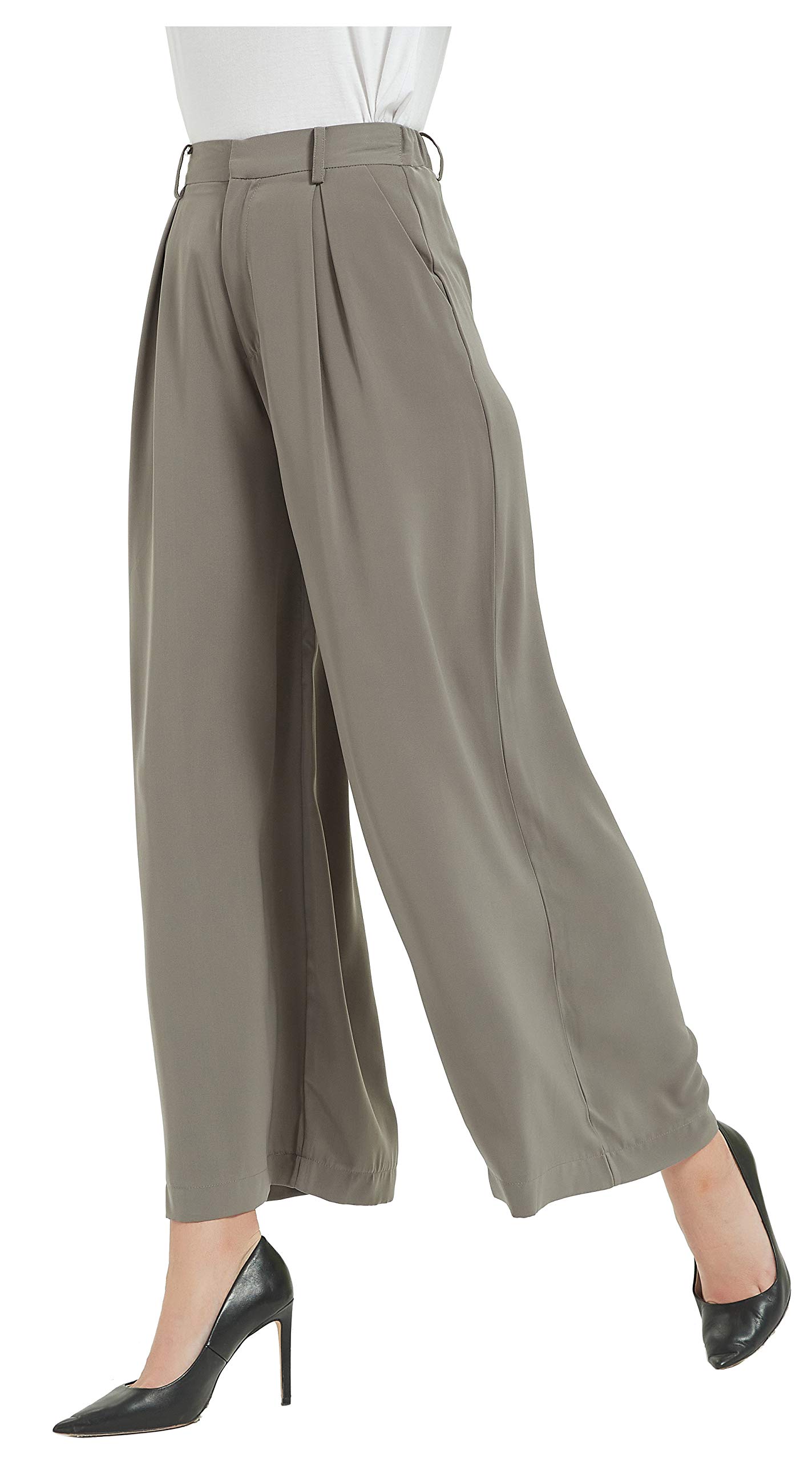 Tronjori Women's High Waist Wide Leg Palazzo Pants - Casual Comfort Stretch Trousers for Work & Weekend | Plus Size & Regular Fit | Office, Travel & Lounge Wear