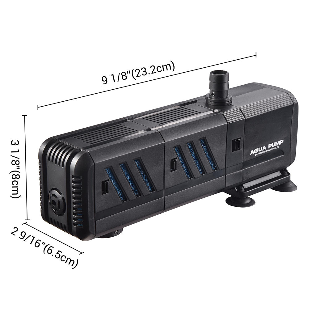 4-in-1 Internal Fish Tank Filter for 75 Gallon Aquarium - 12W 320GPH Submersible Water Pump with Adjustable Flow - Perfect for Freshwater & Saltwater Tanks, Fish Breeding, and Aquatic Plant Care