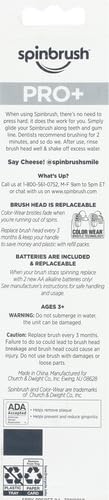 Spinbrush PRO+ Extra White Battery-Powered Toothbrush - Removes 100% More Plaque with Soft Bristles - Includes Batteries - Perfect for Travel & Daily Oral Care