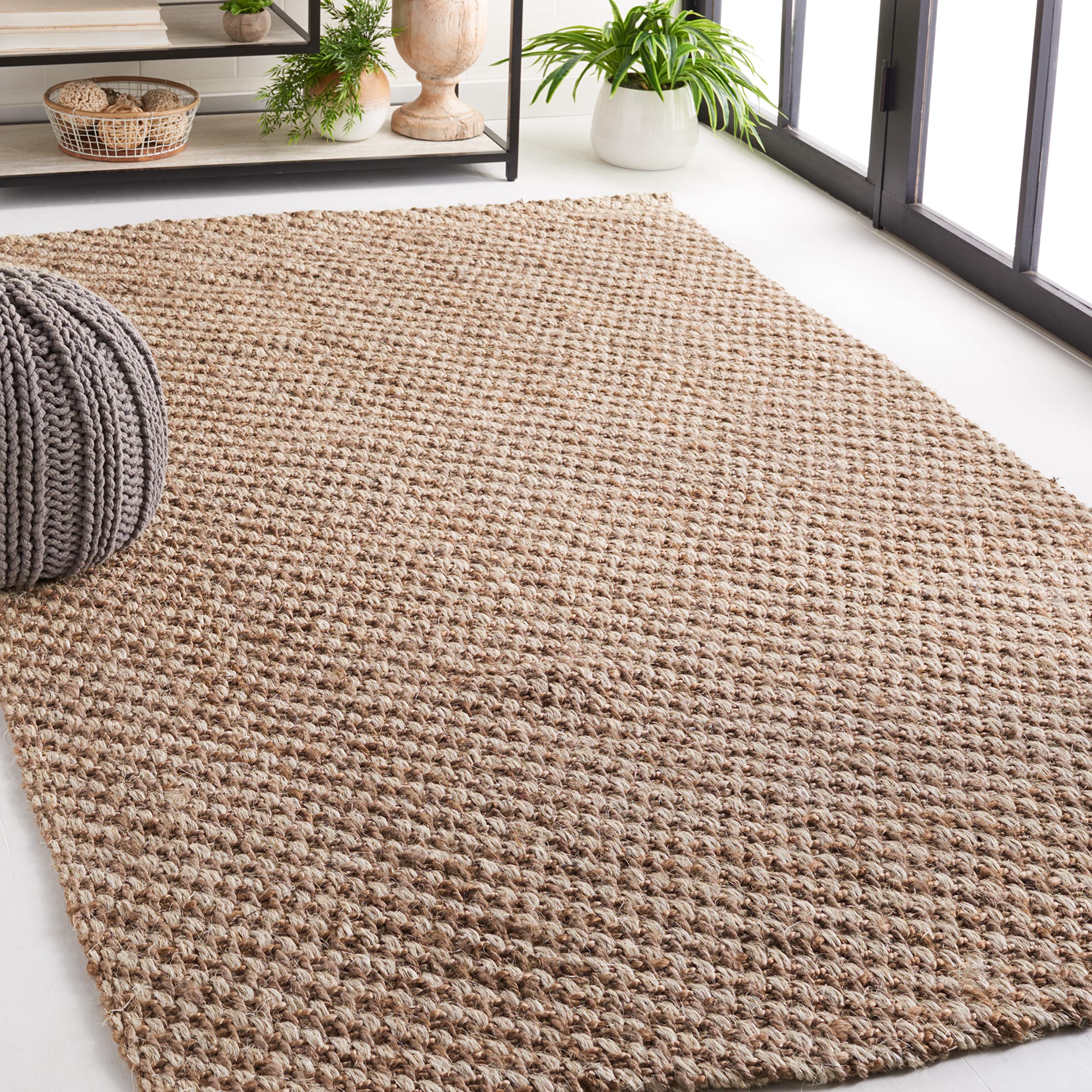 SAFAVIEH Handmade Natural Fiber Area Rug - 5' x 8' Farmhouse Jute & Sisal Rug, Eco-Friendly Solid Weave for High Traffic Living Room, Bedroom, Dining Room | Durable Floor Covering for Home Decor (NF471A)