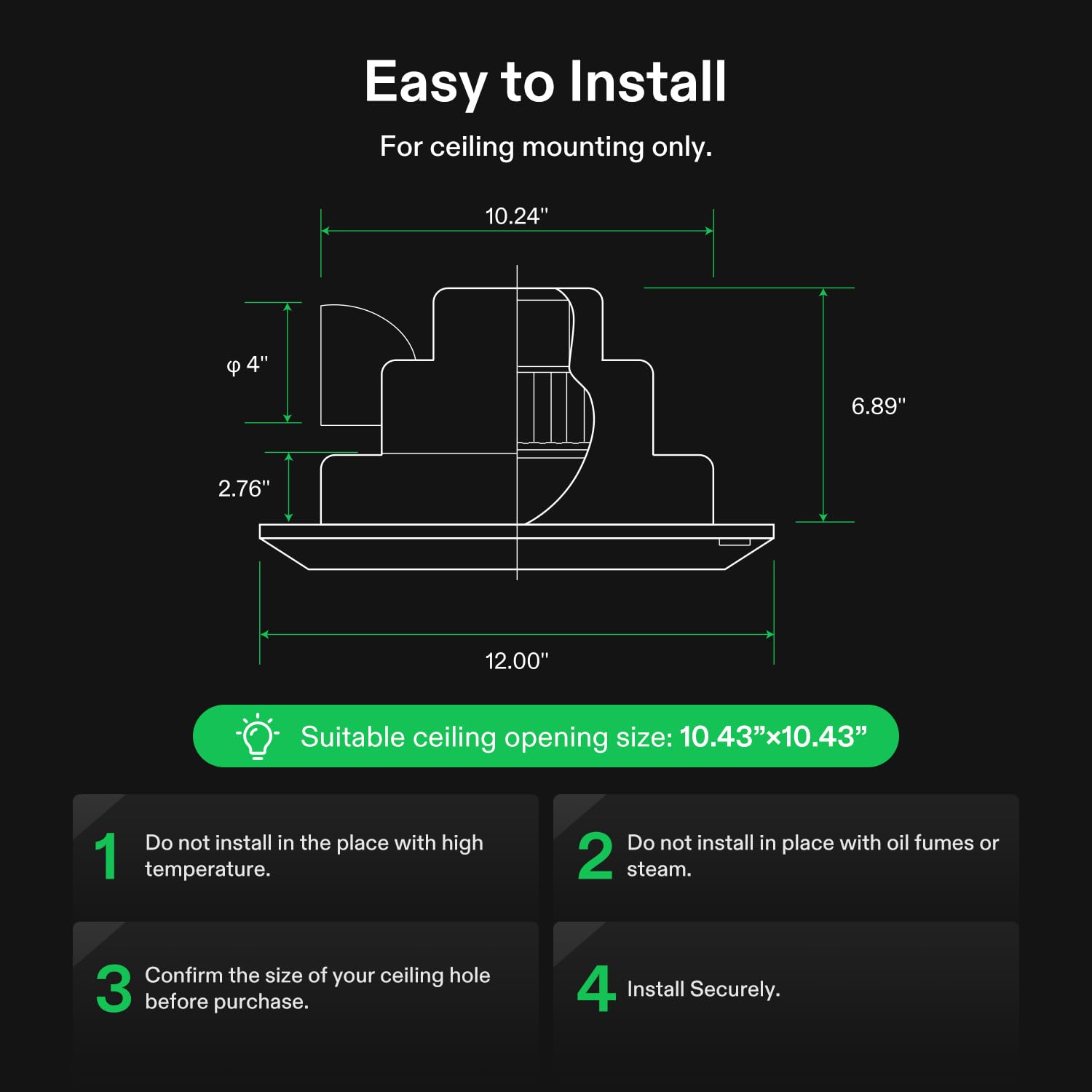 VIVOSUN 4 Inch Bathroom Exhaust Fan with LED Light - 110 CFM, 1.0 Sones, Ceiling Mount Ventilation Fan for Bathroom, Shower, Office & Restroom - Covers 105 sq.ft - Perfect for Moisture Control & Air Circulation in Small Spaces
