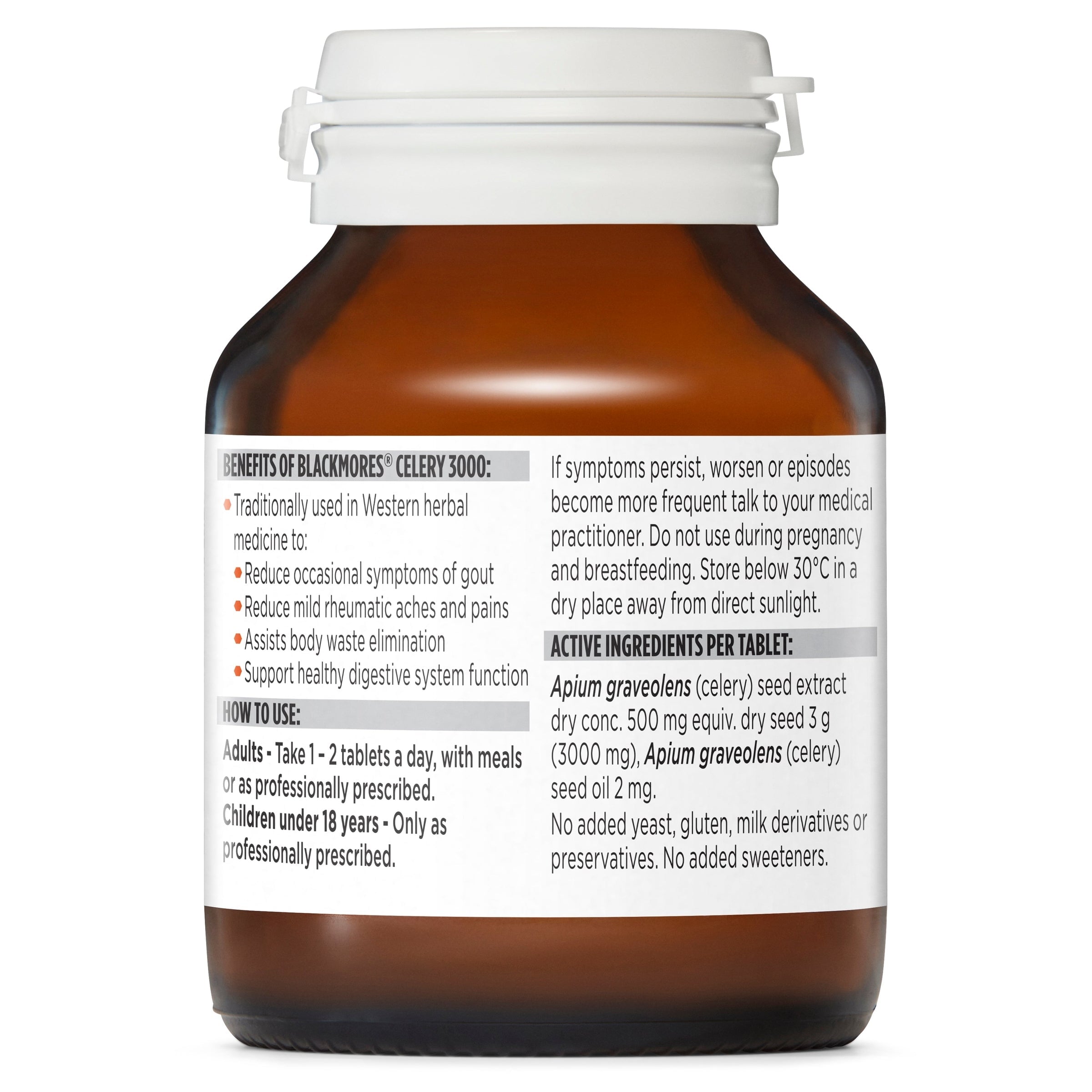 Blackmores Celery 3000mg Supplement for Joint Support & Inflammation Relief - Supports Healthy Blood Pressure & Circulation - Ideal for Active Lifestyles & Wellness Routines