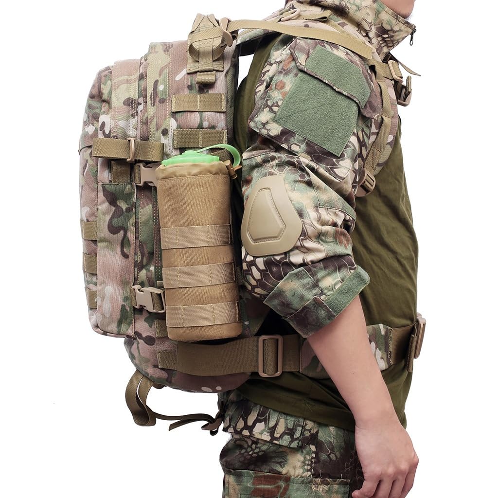 Tactical MOLLE Water Bottle Holder Pouch - Durable Hydration Accessory for Backpacks, Hiking & Outdoor Adventures (Black)