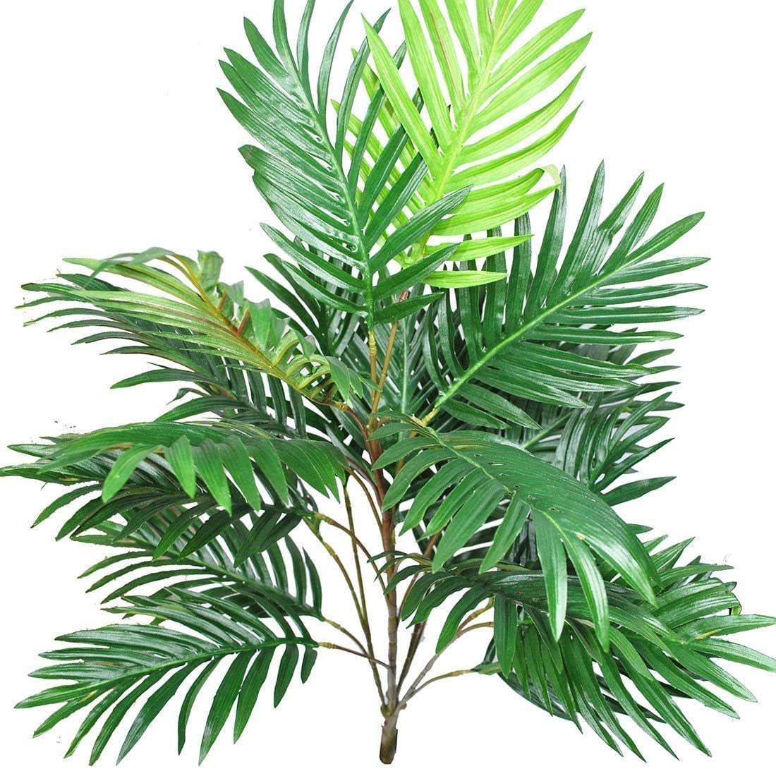 Artificial Palm Leaves - Large Tropical Faux Greenery for Wedding Decor, Party Arrangements & Home Decor - Set of 2 Green Fake Plants for Indoor/Outdoor Use