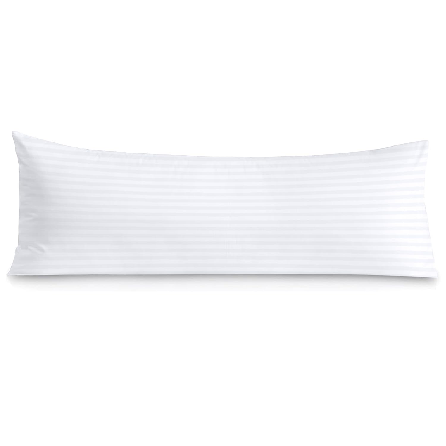 Premium 600 Thread Count 100% Egyptian Cotton Body Pillowcase 20x72 Inches - White Stripe Design with Zipper Closure - Hotel Quality Luxury Pillow Cover (Set of 1) for Ultimate Comfort in Bed, Sofa, or Travel