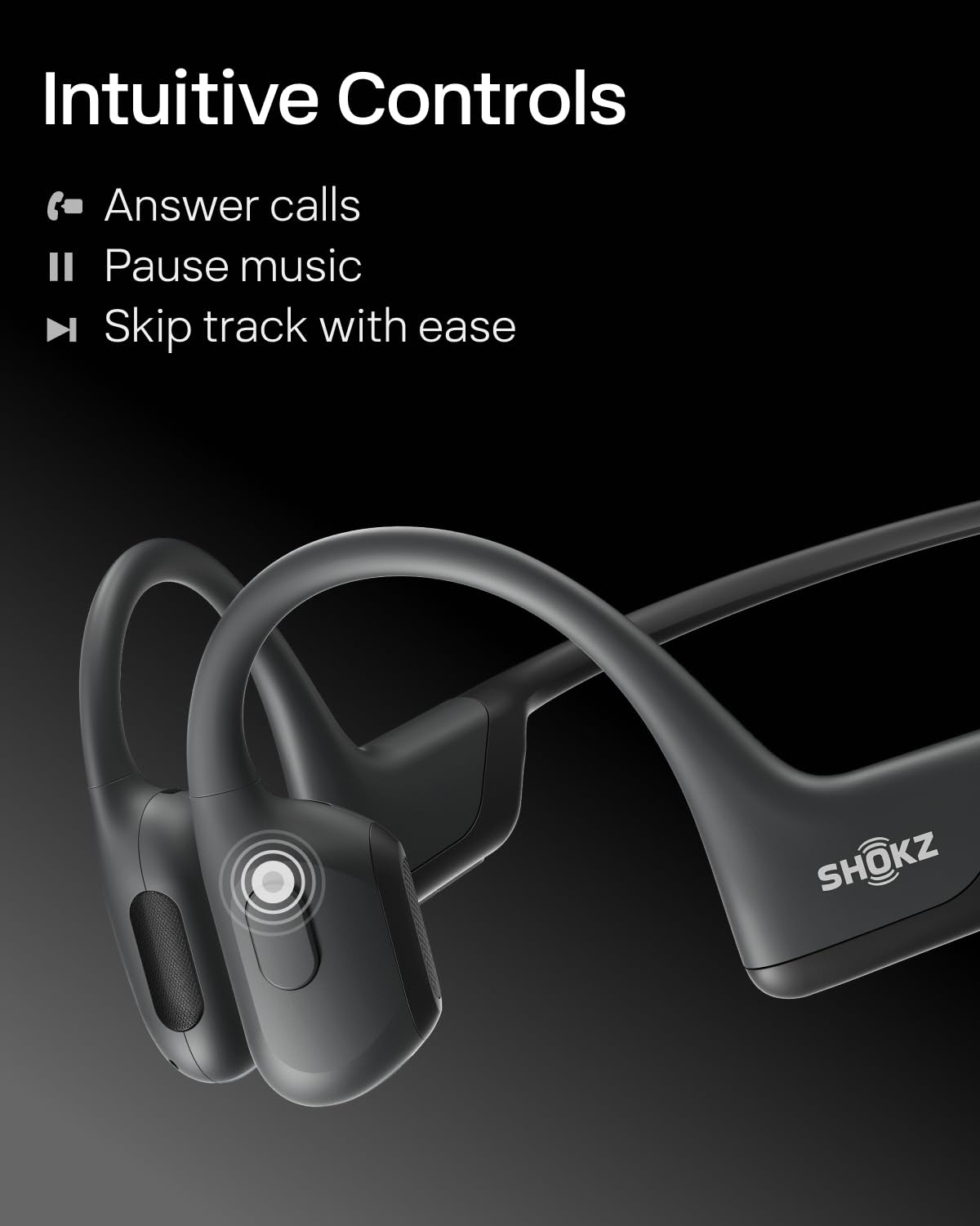SHOKZ OpenRun Pro Open-Ear Bluetooth Bone Conduction Headphones - Wireless Sports Headset with Premium Bass, Built-in Mic & Hair Band - Sweatproof for Running, Workouts, Gym, Cycling & Outdoor Activities - Black