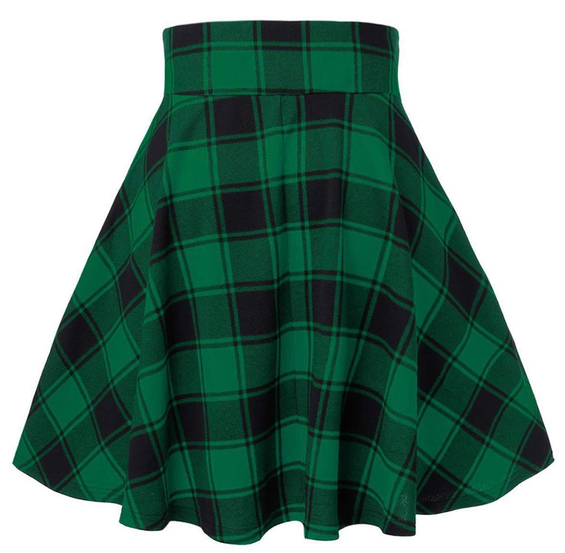 Loveimgs Women's Cute High Waist Flared Plaid Skater Skirt - Drawstring A-Line Swing Mini Skirt for Cheerleading, Dance & Casual Wear