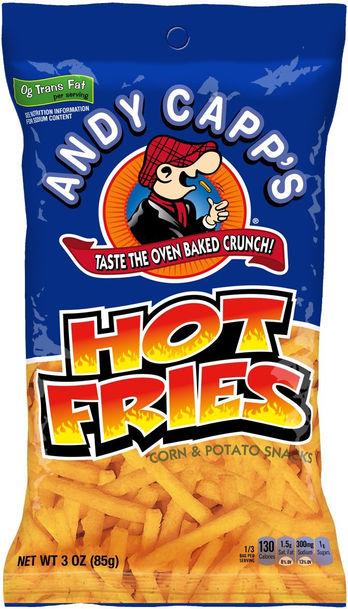 Andy Capp's Hot Fries Spicy Snack Chips - 3 oz Bags (Pack of 12) - Perfect for Parties, Road Trips & Game Day Snacking