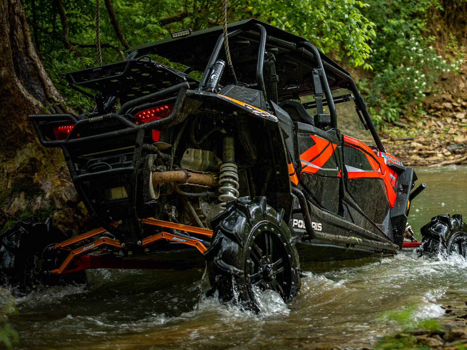 SuperATV Heavy-Duty High Clearance Boxed Rear Radius Arms for 2014+ Polaris RZR XP 1000 & XP 4 1000 UTV - 4X Stronger Than OEM - Orange Powder Coat - Off-Road Racing & Trail Riding Upgrade - Not Compatible With Polaris Rear Bumpers