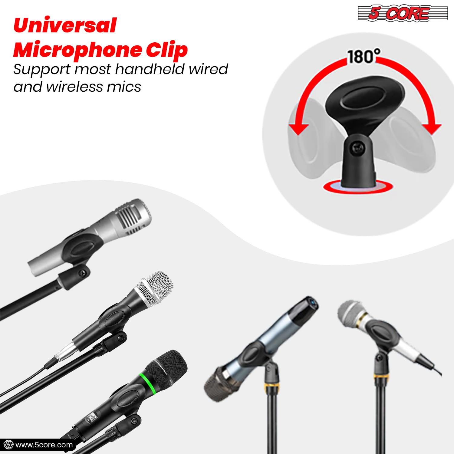 5 Core Heavy Duty Adjustable Tripod Mic Stand (18-72 Inches) with Sturdy Boom Arm - Professional Microphone Stand for Singing, Recording, Podcasting & Live Performances - MS 080