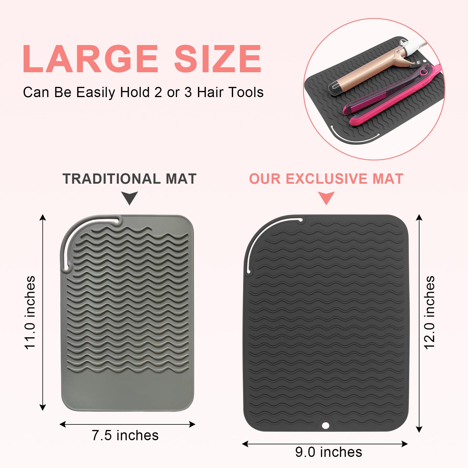 **Heat Resistant Silicone Mat for Hair Styling Tools - 12