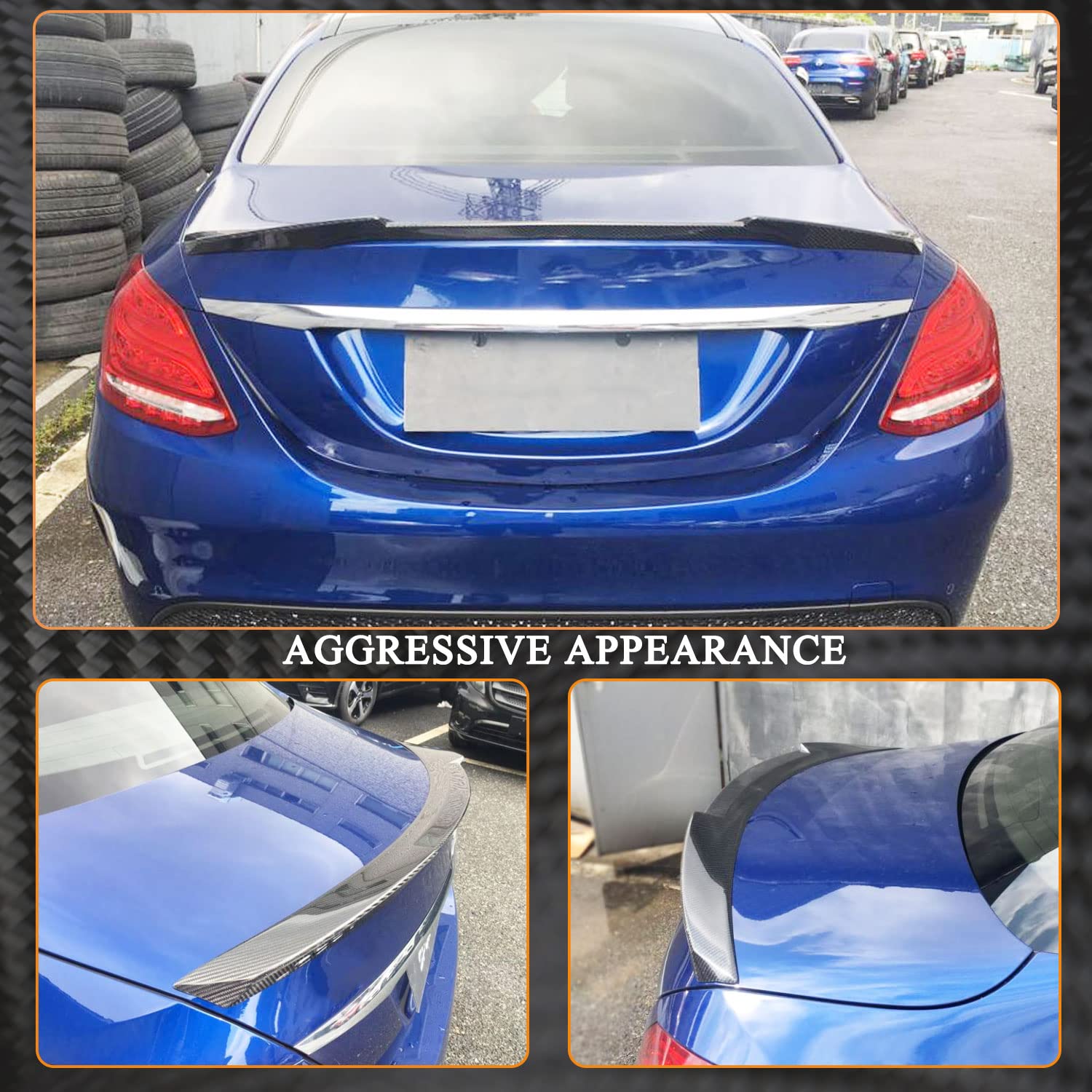 Carbon Fiber Trunk Spoiler for Mercedes Benz C Class W205 (2015-2021) - C180/C200/C250/C300/C400/C43/C63 AMG Sedan - High Kick Rear Boot Lip Wing - Factory Direct - Enhance Style & Aerodynamics for Street & Track Performance