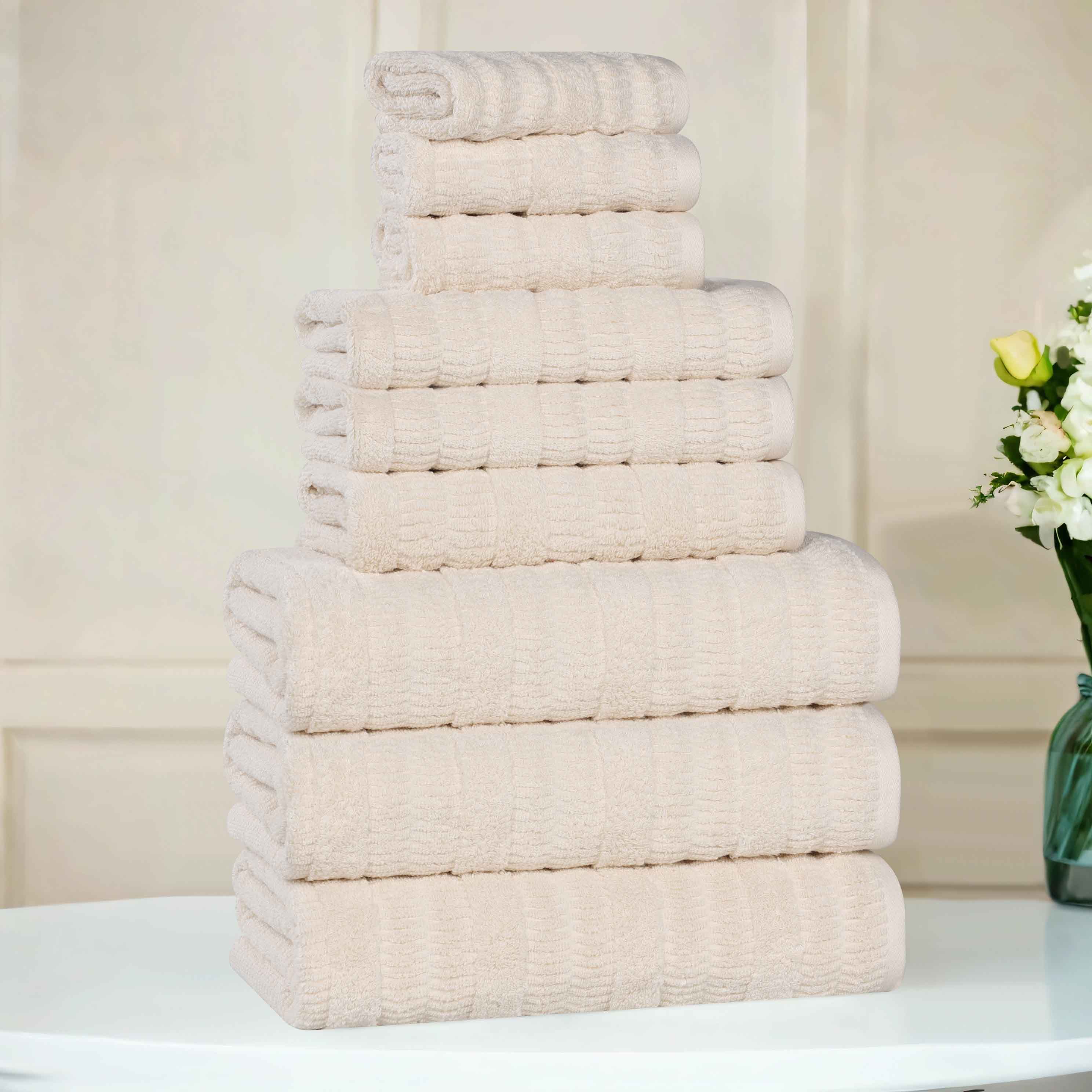 Premium 9-Piece Mika Smart Twist Cotton Towel Set - Soft, Absorbent & Quick-Drying Bath Towels for Spa, Gym & Luxury Home Use