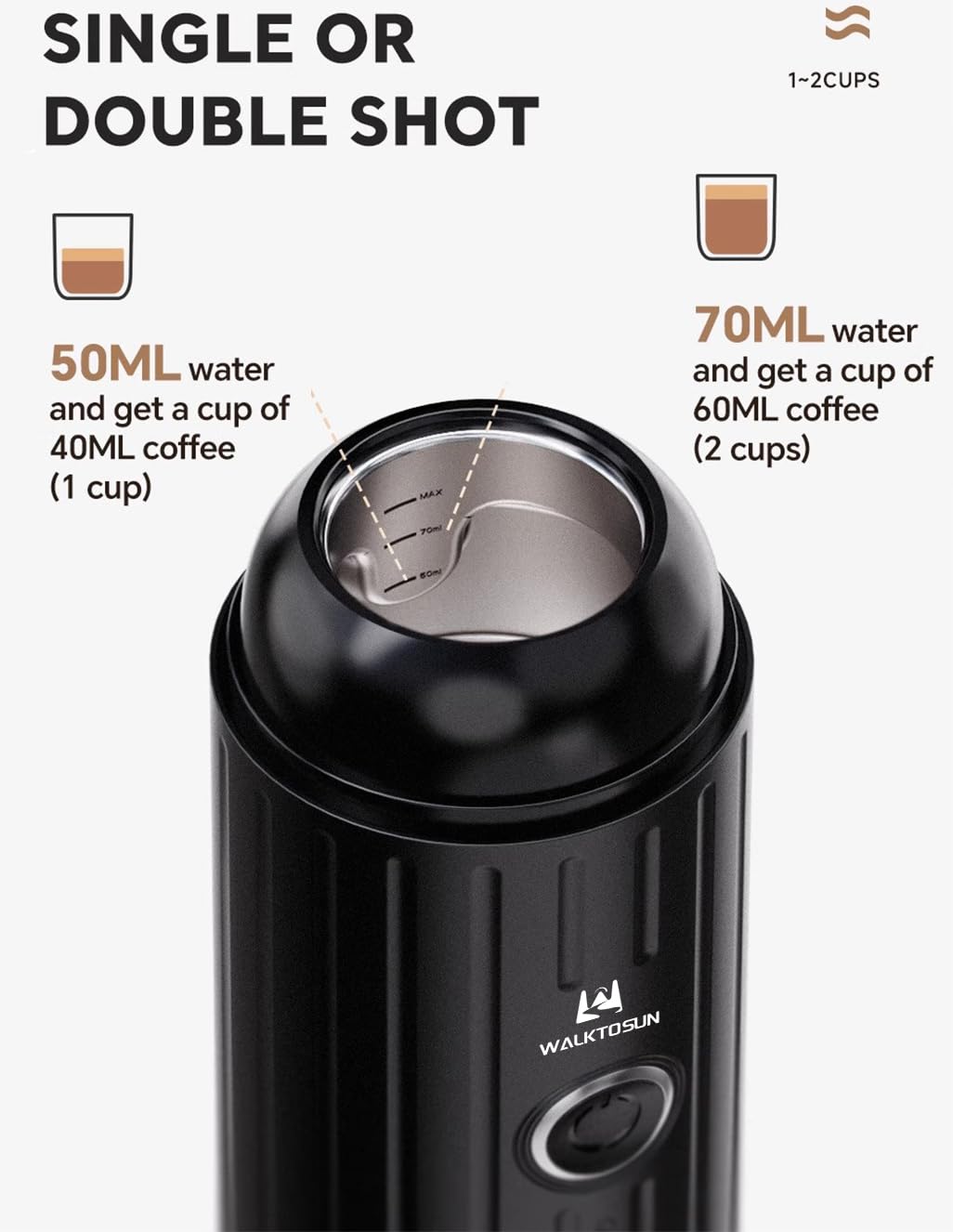 Portable Electric Espresso Coffee Maker - 19 Bar Pressure, Self-Heating, Battery Powered - Compatible with Ground Coffee & Nespresso Capsules - Perfect for Travel, Camping, Hiking, RV, Office & Outdoor Use (Black)