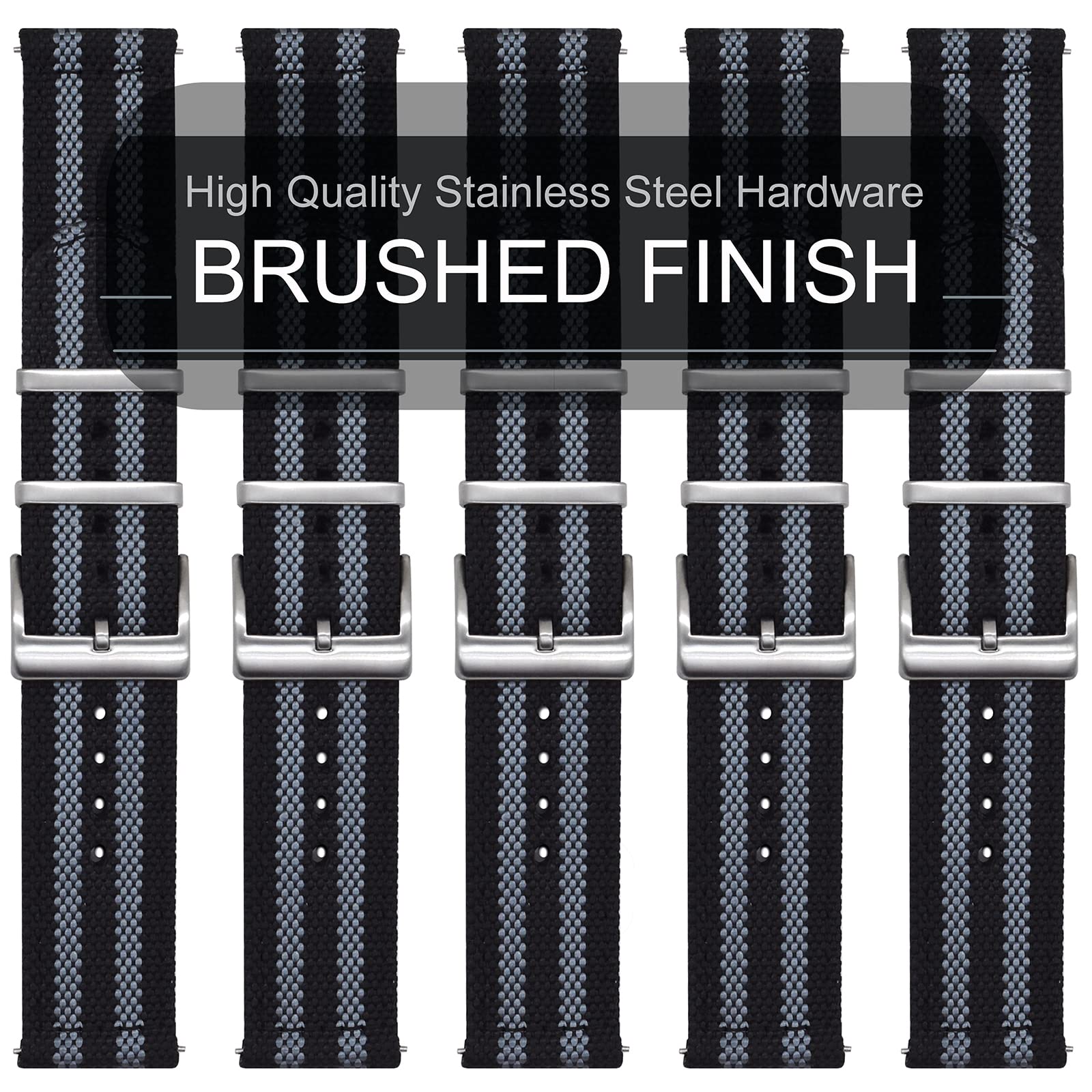 Durable Military Nylon Watch Band - 22mm & 24mm Canvas Style Strap for Garmin, Suunto & Smartwatches - Perfect for Outdoor, Hiking & Adventure Activities
