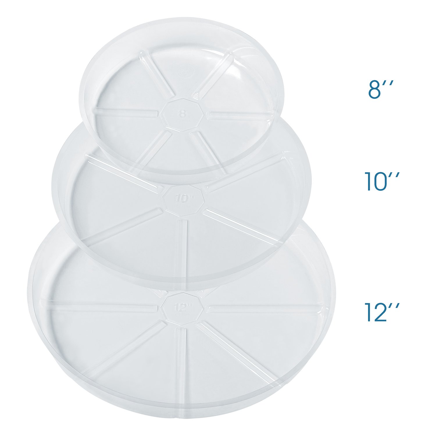 Idyllize 10-Pack 12 Inch Clear Plastic Plant Saucers - Drip Trays for Indoor/Outdoor Flower Pots (12