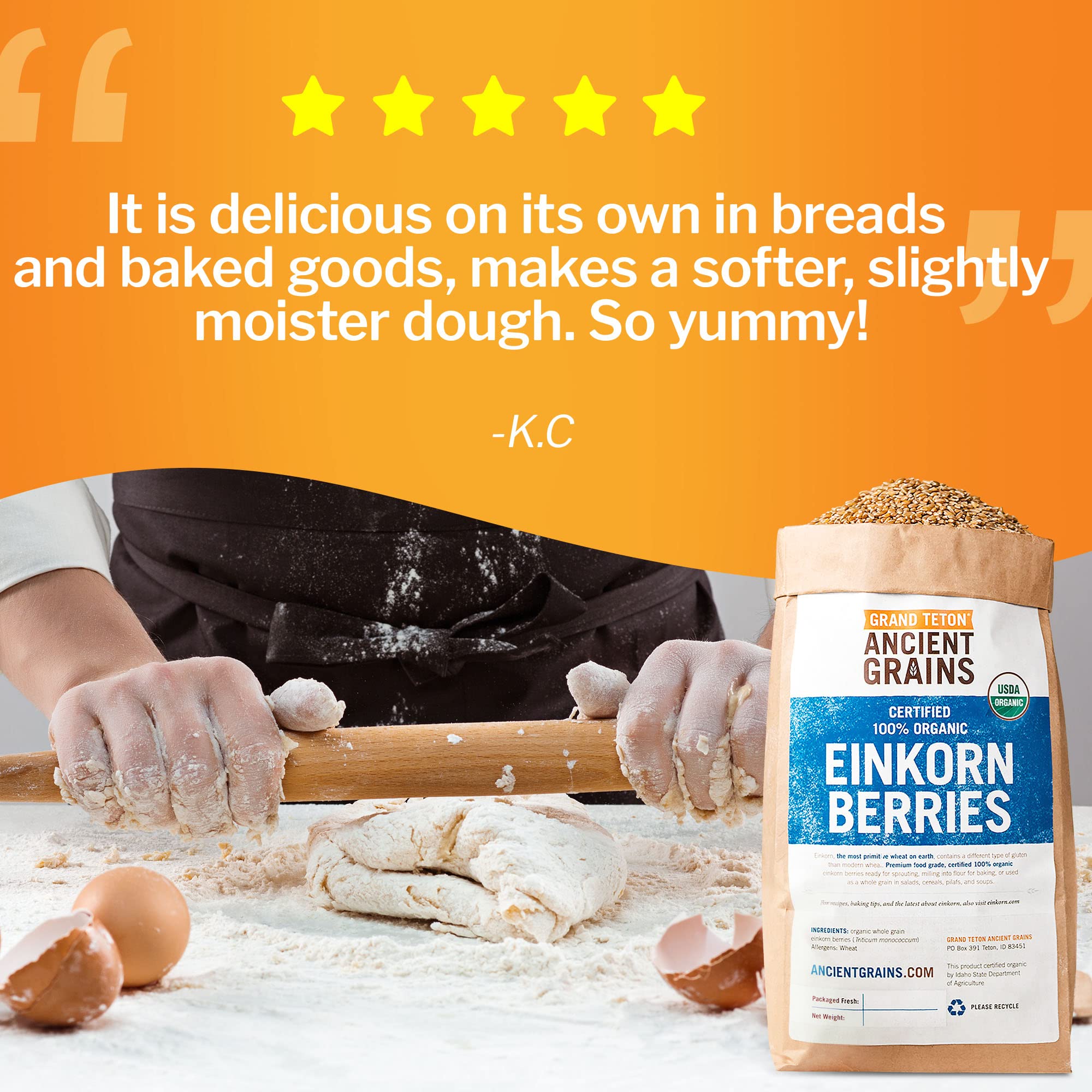 100% Organic Einkorn Berries & Farro Piccolo - Premium Ancient Grains for Milling Flour, Baking Bread, Cooking Pilafs & Soups | 25 lbs Bulk | Perfect for Healthy Homemade Recipes & Artisan Baking