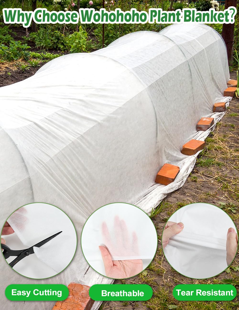 6.6FT x 66FT Reusable Plant Cover for Winter Protection - 1.1oz/yd² Frost Blanket, UV-Resistant Floating Row Cover for Vegetables & Fruits | Ideal for Garden Frost Protection, Cold Weather Plant Shelter & Season Extension