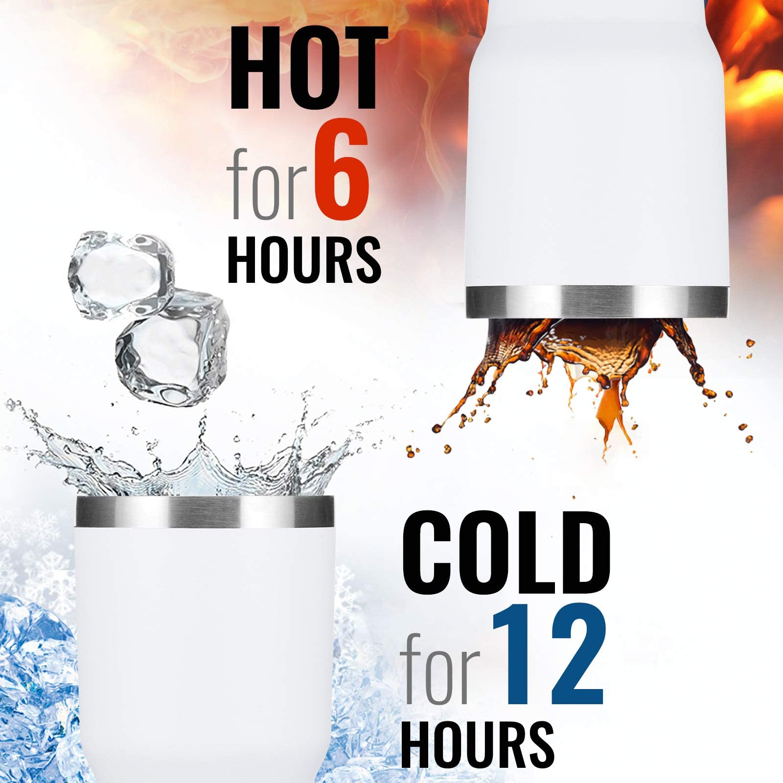 30 oz Insulated Stainless Steel Travel Coffee Mug with Lid & Straw - Double Wall Vacuum Tumbler for Hot & Cold Drinks - Powder Coated Durable Design - Perfect for Office, Commuting, Camping & Outdoor Use (White, 12 Pack)