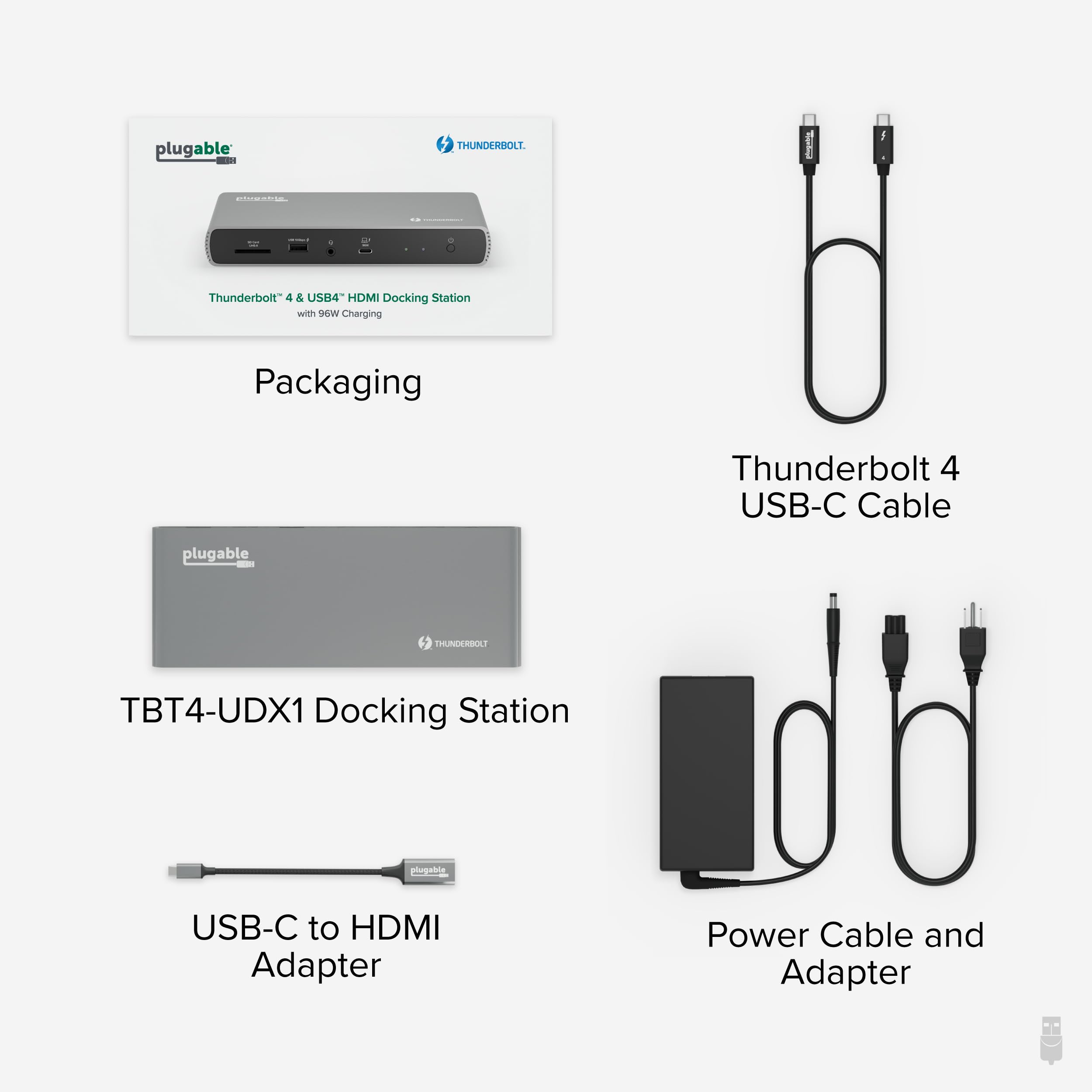 Plugable Thunderbolt 4 Dock - 100W Charging, 3 Thunderbolt Ports, Dual 4K/8K Monitor Support, 2.5G Ethernet, SD Card Reader, 4 USB Ports - Ideal for MacBook Pro, Windows Laptops & Home Office Setup