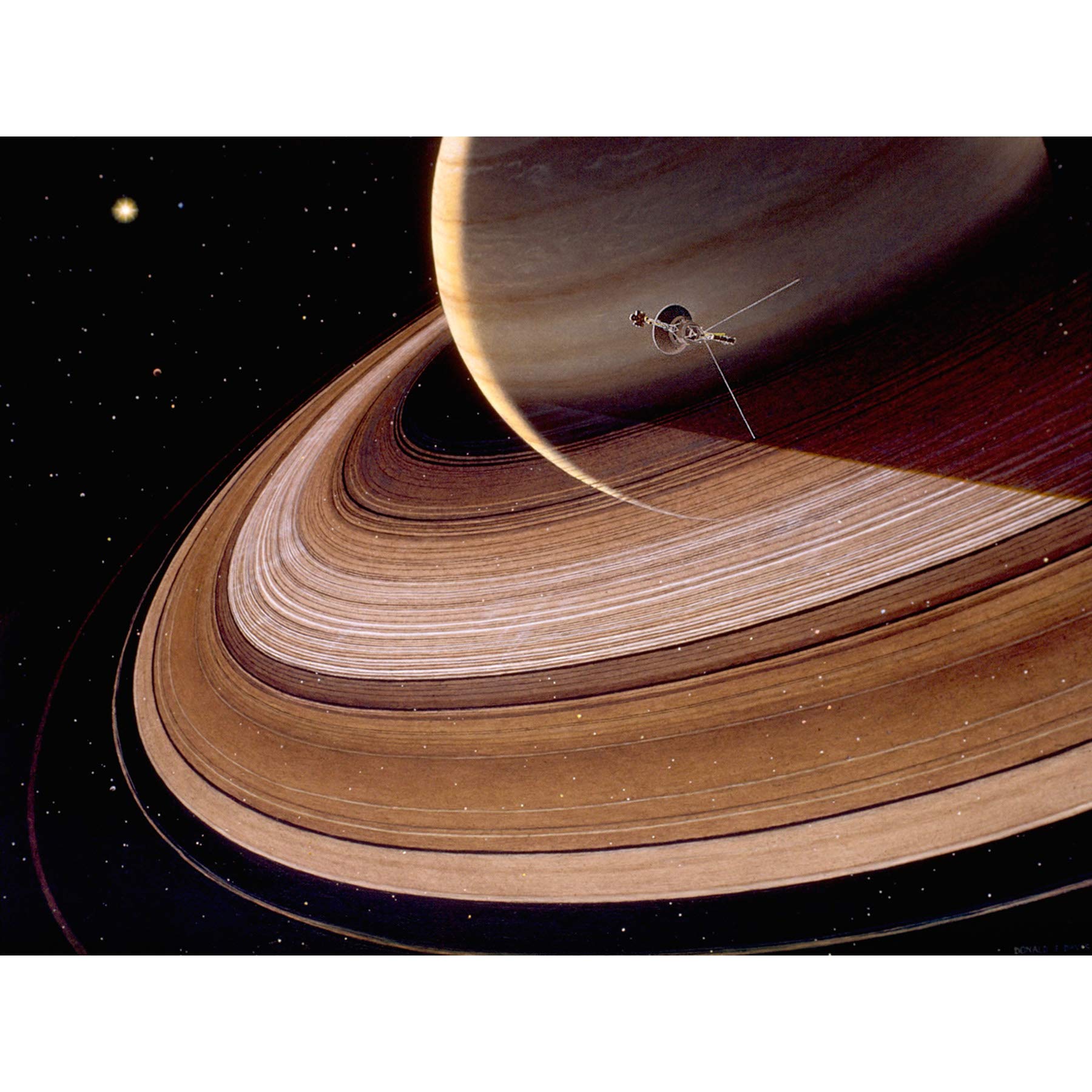 Davis Space Probe Voyager 2 Saturn Rings Illustration - Premium 18x24 Inch Large Wall Art Poster Print on Thick Paper - Perfect for Home Decor, Office & Classroom Space Theme