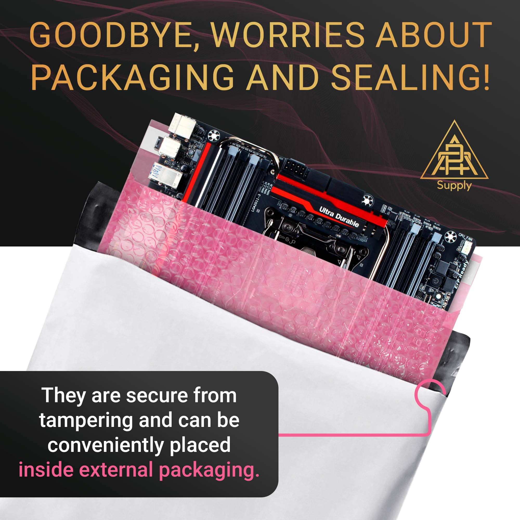 APQ Anti Static Bubble Mailers 12 x 23.5 Inch - 60 Pack Self Sealing Bubble Envelopes for Shipping | Waterproof PE Pink Padded Pouches | Protective Packaging for Jewelry, Makeup, Electronics & Fragile Items | Ideal for Ecommerce, Online Sellers & Small Business Shipping