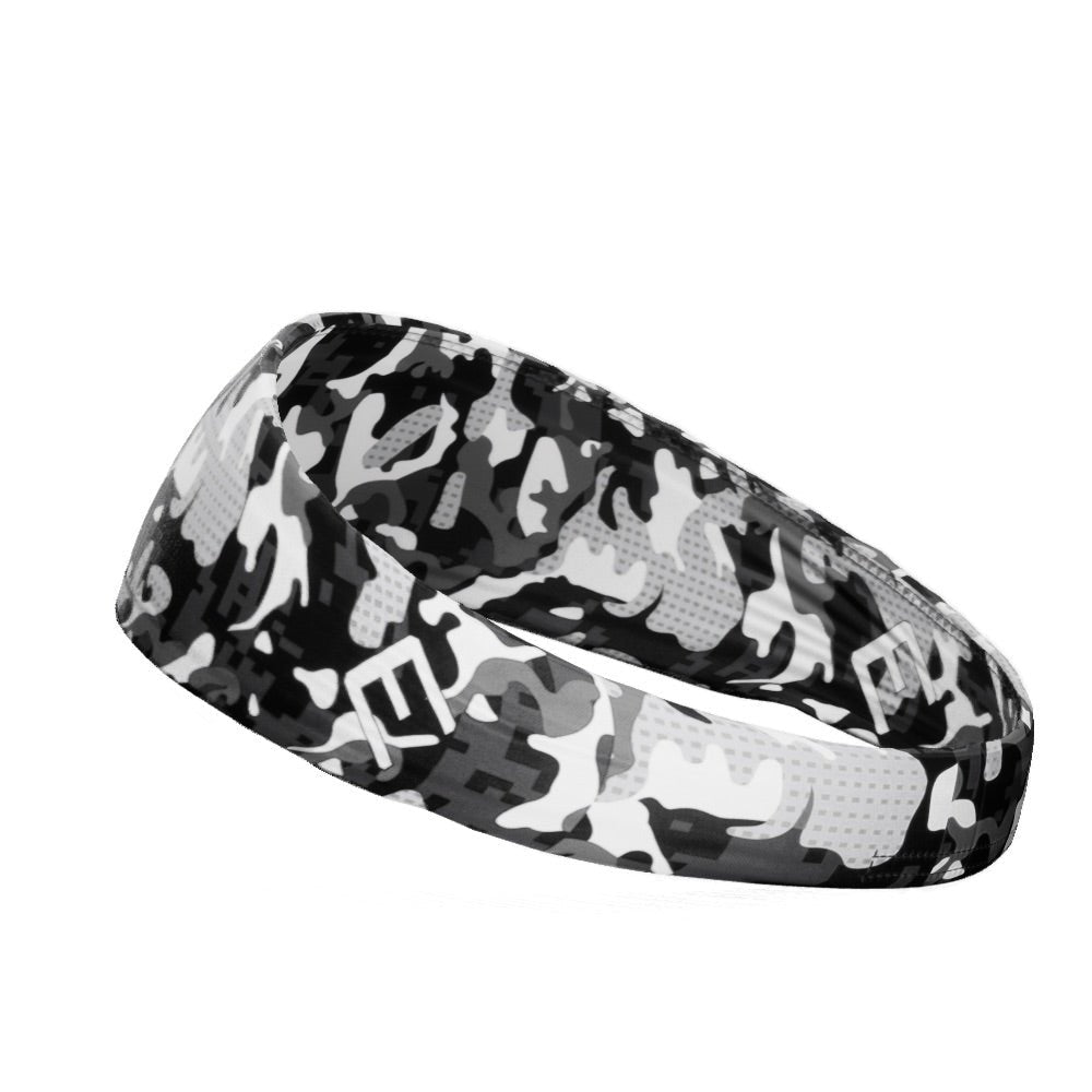 White Camo Headband for Men & Women - Adjustable Sweatband for Running, Workout, Sports & Outdoor Activities
