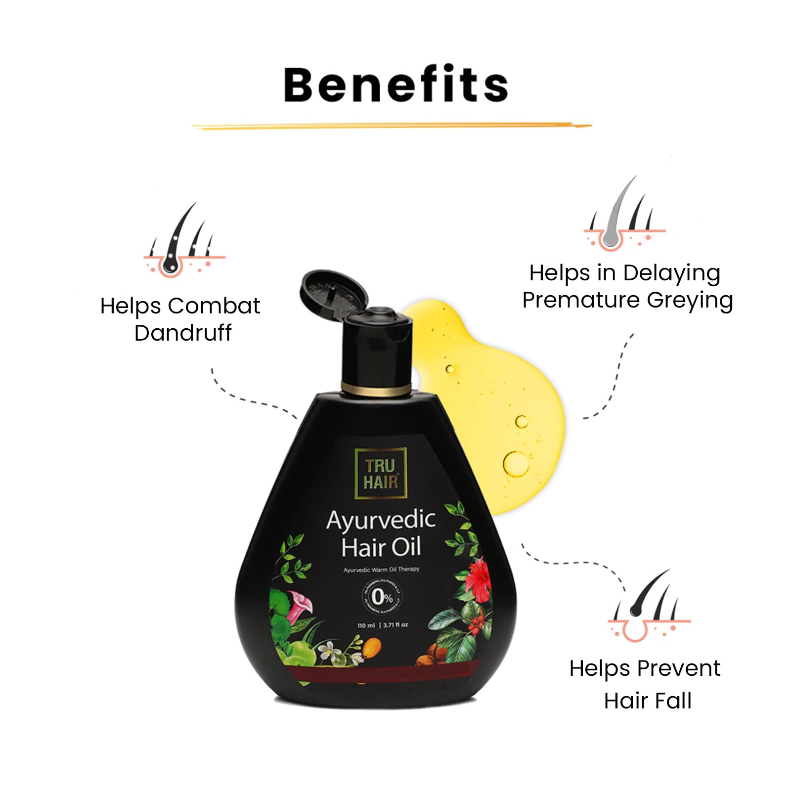 TRU HAIR & SKIN Hair Oil with Heater - 110ml | Nourishing & Heat Protection for Dry, Damaged Hair | Perfect for Styling, Frizz Control & Scalp Care at Home or Salon